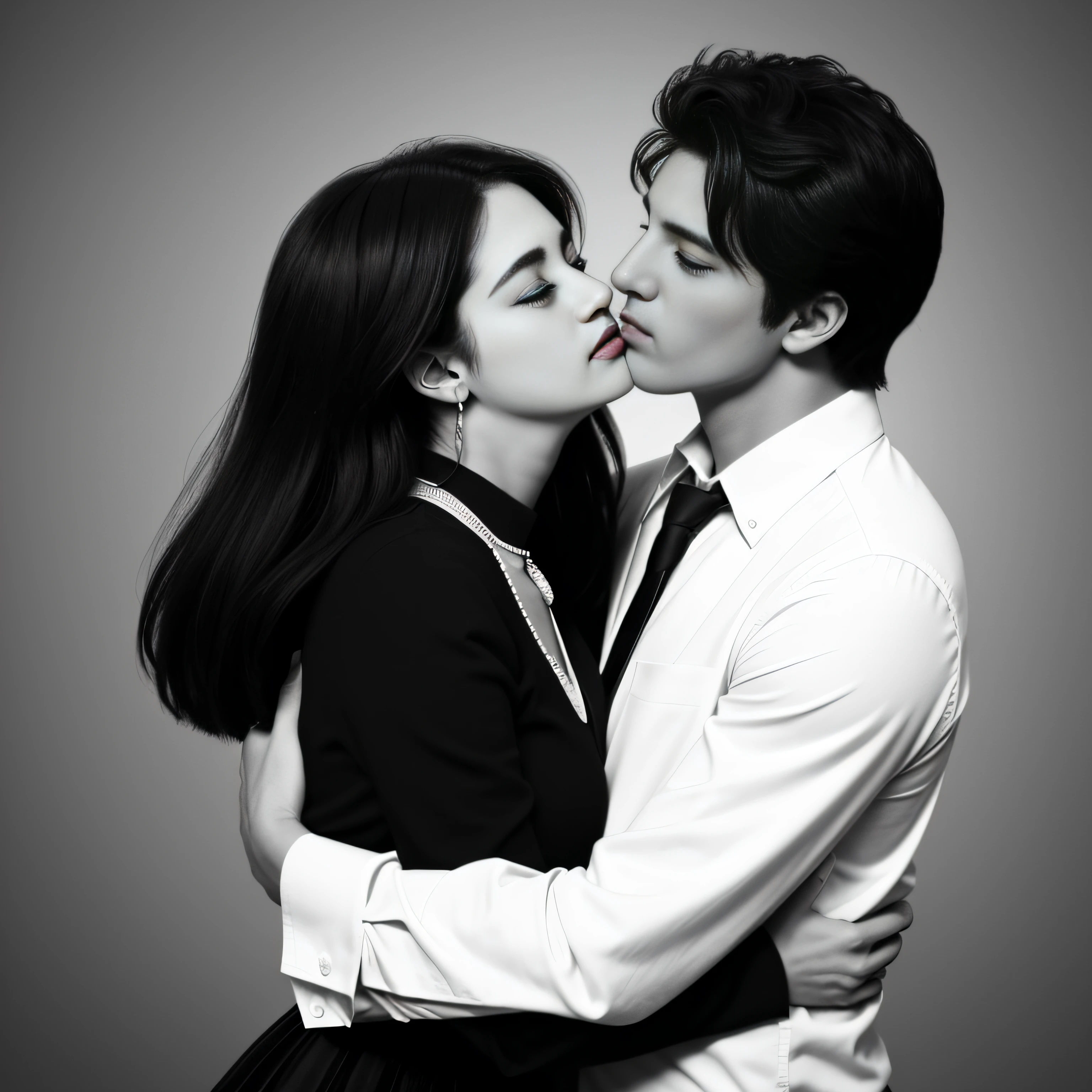 Bust photo,A man and a woman hugging and kissing
