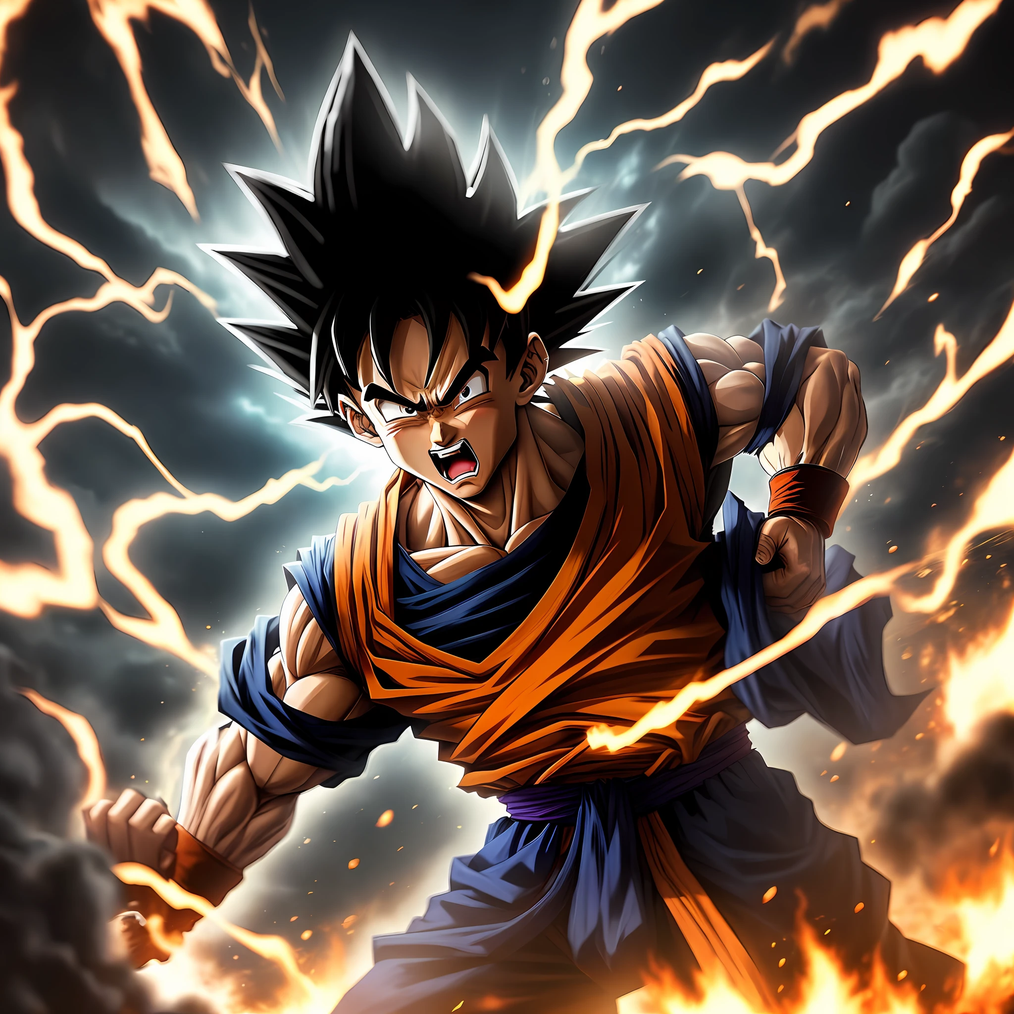 real photograph,son goku,black-clad,SuperSaiyan,Armageddon