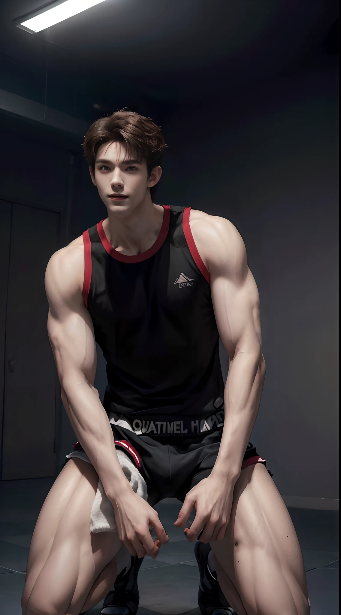 (((Best quality))),(((Ultra detailed))),(((Masterpiece))),(Cute tall Shota:2),The height of a volleyball player,Titan muscles,Bodybuilding champion,solo person,(full bodyesbian:3),(Stay away from the lens:3),Expose your legs,(revealing the whole body:2),(Frontal heads-up view:1.2),malefocus,(looking at viewert),18yr old,(Tall:3),(Tall guy:2),Super tall,(Height 300 cm:2),Excellent body proportions,muscular physique,(The shoulders are 2 times wider:2),Right shoulders,Large trapezius muscles,(Slender straight legs:2.5),Slender feet,small heads,musculous,(The face of the animated male protagonist),Pure face,(Very detailed beautiful face and eyes:2),(Big bright eyes:2),Sharp eyeliner,Clear and beautiful face,exhilarated,(Happy smile:3),short detailed hair,(Correct facial features),(tilts your head:1.5),(Spider-Man battle set:2),(Muscle firming:2),Strong,(Wide shoulders and narrow waist:3),Sports men's socks,Detailed muscle texture,Highlights muscle structure,Winter on the streets,(kneeling down:4),(full length shoot),ultra-realistic realism, (Photorealistic detail), Incredible accuracy, lifelike textures, masterful technique, Jaw-dropping precision, artistic dedication,(anatomy correct),Good lighting,exquisite detailing,Best quality,stunning masterpiece,CG,(Colored screen)
