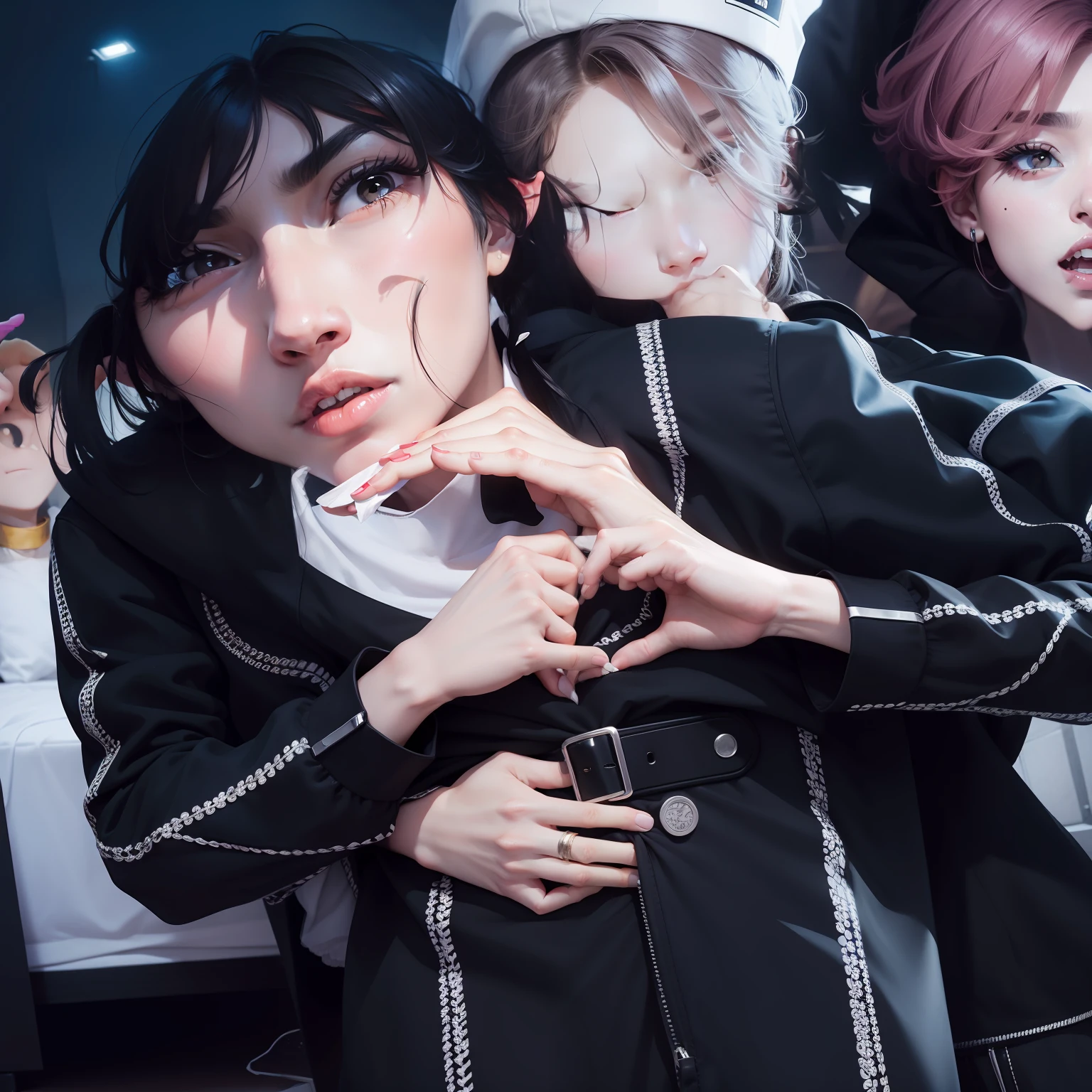 (super flat, flat shading, flat color:1.1) , Masterpiece, perfect anatomy, Females having sex with females, public transport, hot, multiple females, fingering, female orgy, female crowd, bdsm, lesbian orgy scene, latex, bound, tied up, fisheye lens, female domination, rough, lesbian, yuri