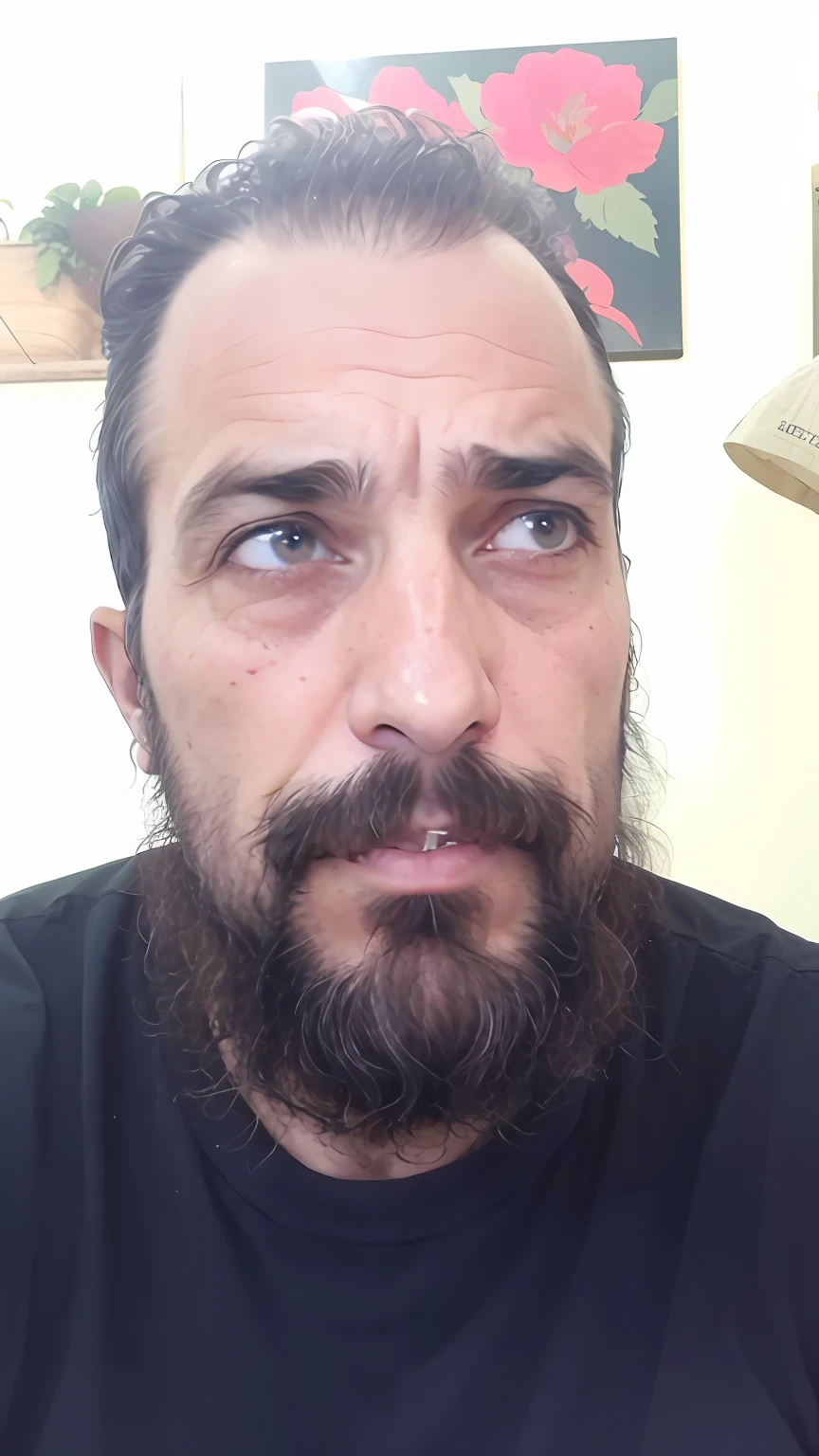there is a man with a beard and a black shirt on, Homem de 4 0 anos, cara com barba, 38 anos, 3 6 anos, (38 anos), cerca de 3 5 anos, Homens de 45 anos, david rios ferreira, barba grisalha, 3 2 anos, com uma barba preta cheia. Por roger ballen