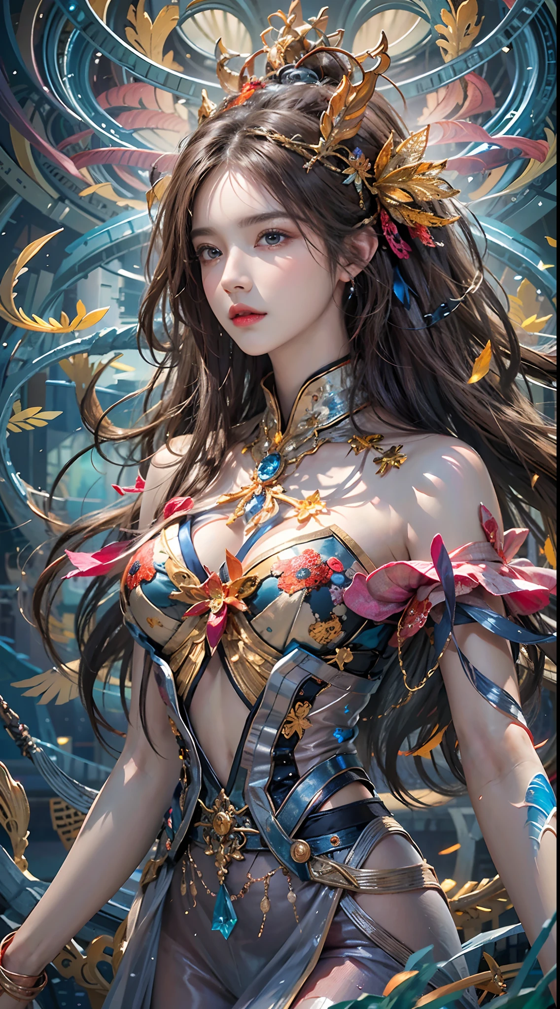 (masterpiece, top quality, best quality, official art, beautiful and aesthetic:1.2), (1girl), extreme detailed,(fractal art:1.3),colorful,highest detailed