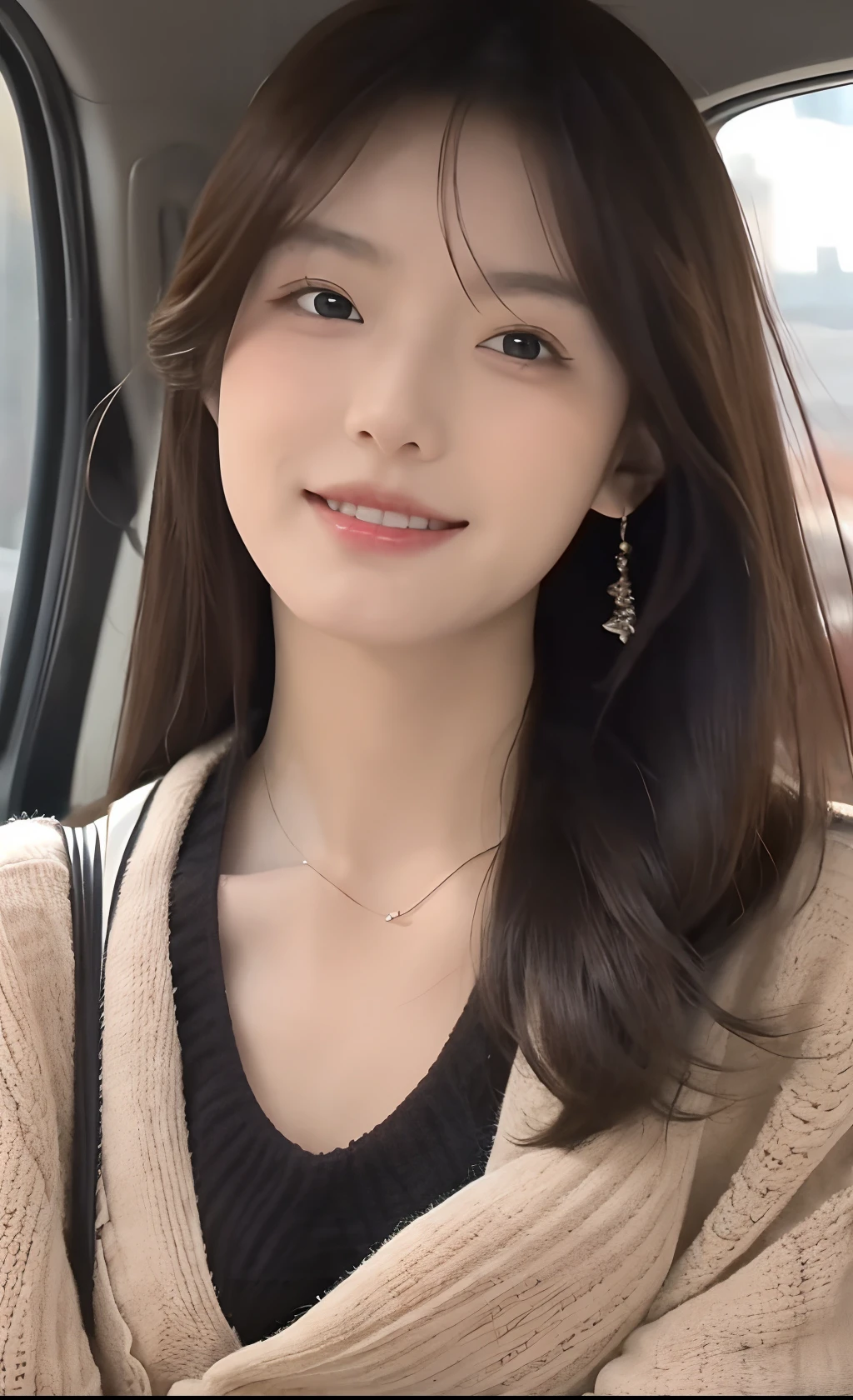 Female Solo、Image of one woman、((top-quality、8K、masterpiece:1.3))、foco nítido:1.2、Beautiful Women in Perfect Style:1.4、Slender Abs:1.2、((dark brown hair、Colossal tits:1.2))、(natural soft light、Gymnasium:1.1)、Highly detailed facial and skin texture、A detailed eye、二重まぶた、Volleyball player、A smile、