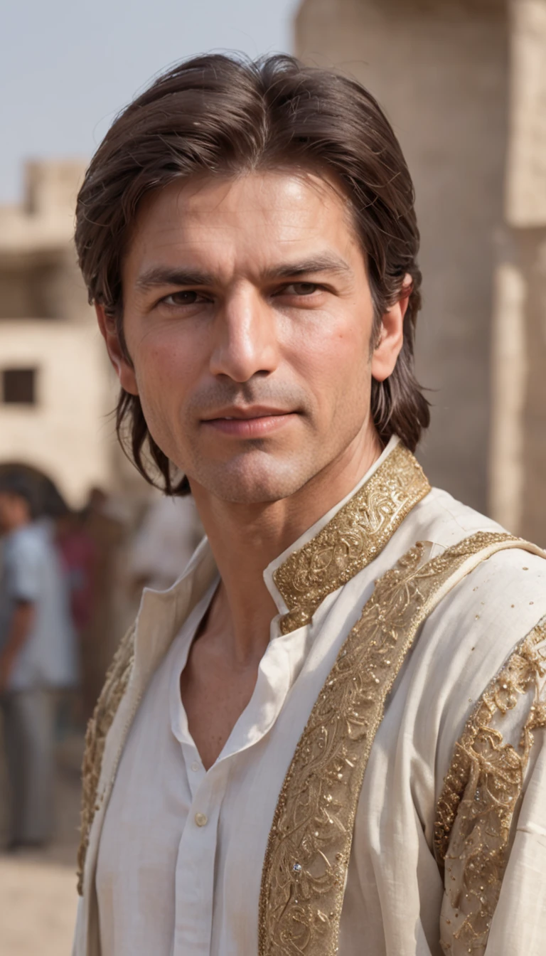 portrait of Tom Cruise in Pakistan, wearing traditional Pakistani dress that is torn from multiple sides, greeting with a poor man in the most populated city Karachi , Cinematic, Photoshoot, Shot on 25mm lens, Depth of Field, Tilt Blur, Shutter Speed 1/1000, F/22, White Balance, 32k, Super-Resolution, Pro Photo RGB, Half rear Lighting, Backlight, Dramatic Lighting, Incandescent, Soft Lighting, Volumetric, Conte-Jour, Global Illumination, Screen Space Global Illumination, Scattering, Shadows, Rough, Shimmering, Lumen Reflections, Screen Space Reflections, Diffraction Grading, Chromatic Aberration, GB Displacement, Scan Lines, Ambient Occlusion, Anti-Aliasing, FKAA, TXAA, RTX, SSAO, OpenGL-Shader’s, Post Processing, Post-Production, Cell Shading, Tone Mapping, CGI, VFX, SFX, insanely detailed and intricate, hyper maximalist, elegant, dynamic pose, photography, volumetric, ultra-detailed, intricate details, super detailed, ambient –uplight –v 4 –q 2