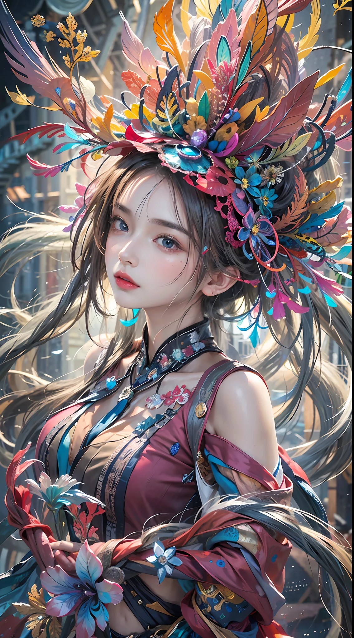 (masterpiece, top quality, best quality, official art, beautiful and aesthetic:1.2), (1girl), extreme detailed,(fractal art:1.3),colorful,highest detailed