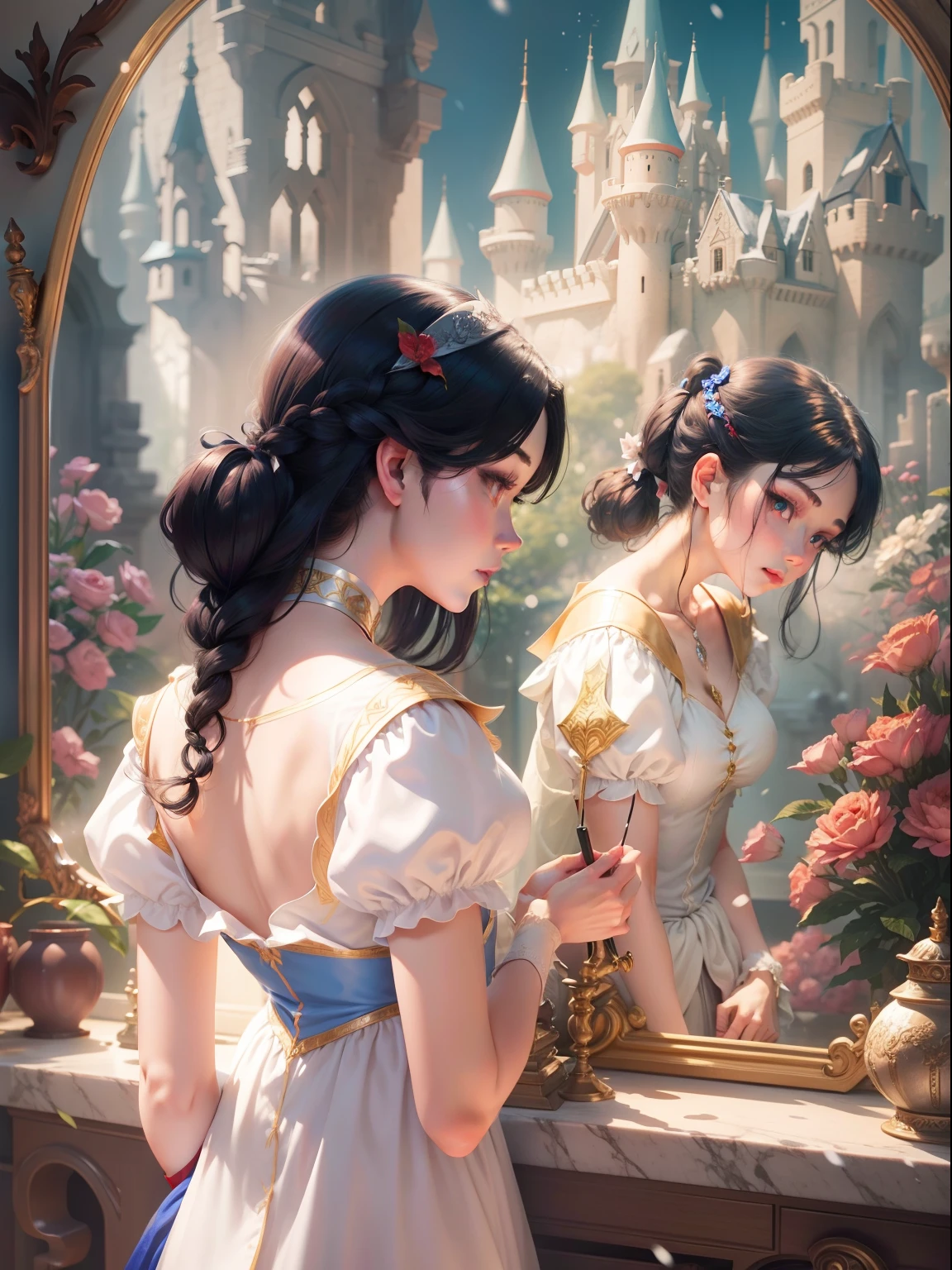 Snow White looking in the mirror、Castles、ren