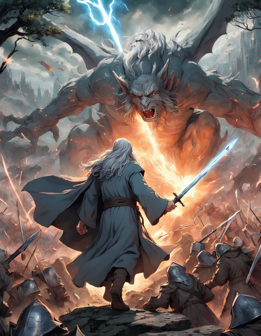 Gandalf en la batalla contra los orcos