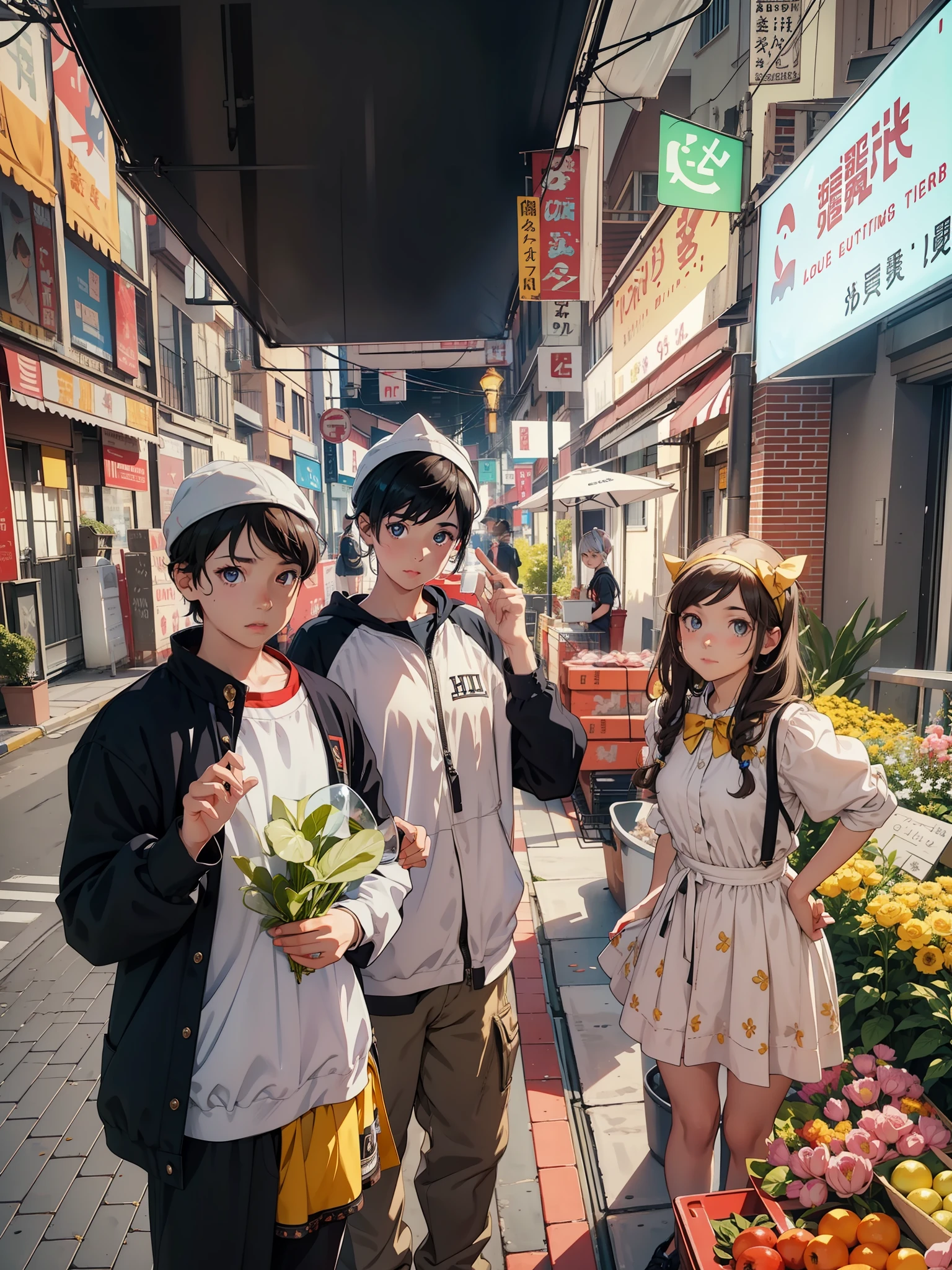 realisticlying,1 girl,3 Boys,adolable,Moe girl,Look to the lens,detailed fingers,A detailed eye,Perfect posture