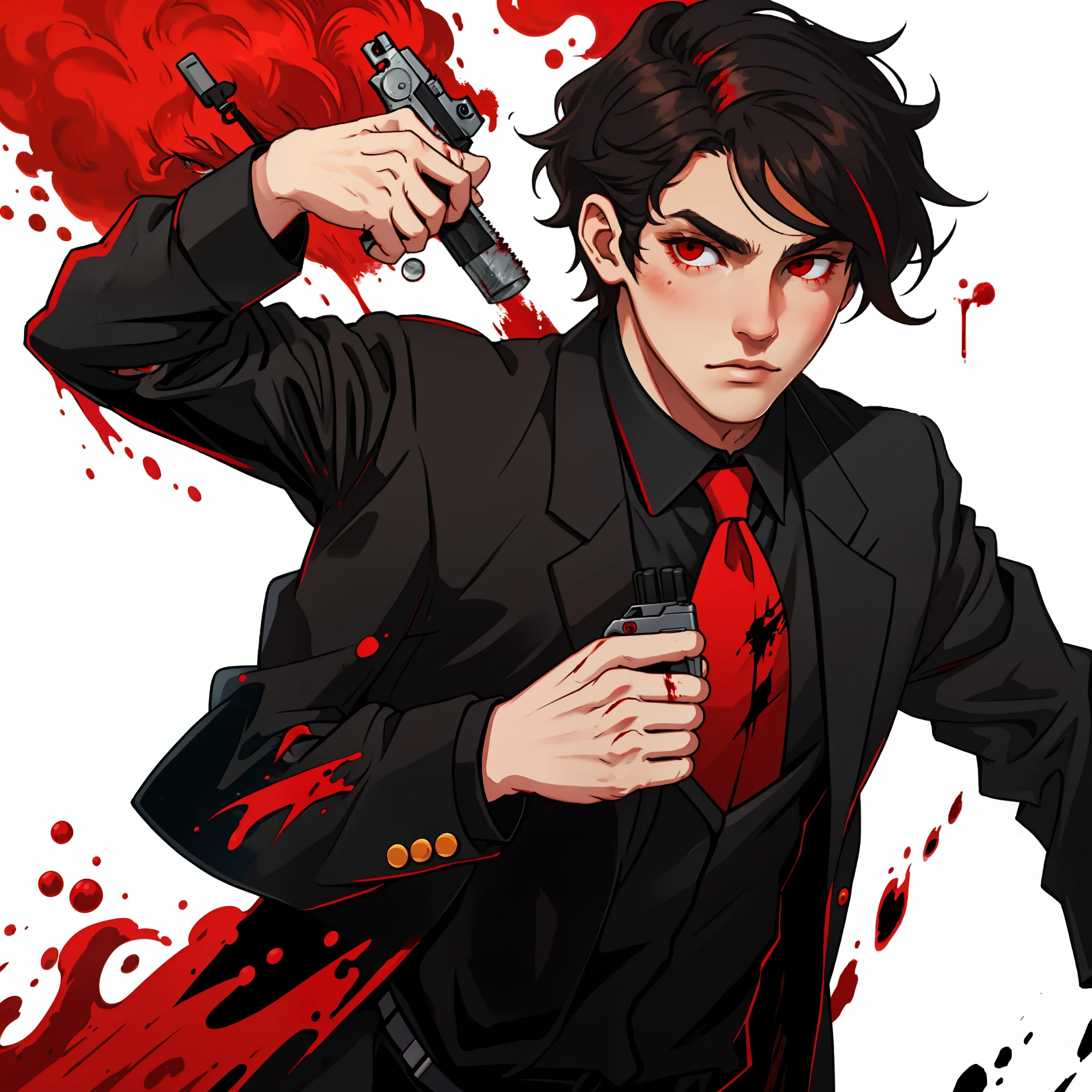 yakuza, kiryu, dark comic art, dark, dark, dark background,suit,business suit,smokie,tuxedo,smoking a cigarette,with blood on face --auto --s2