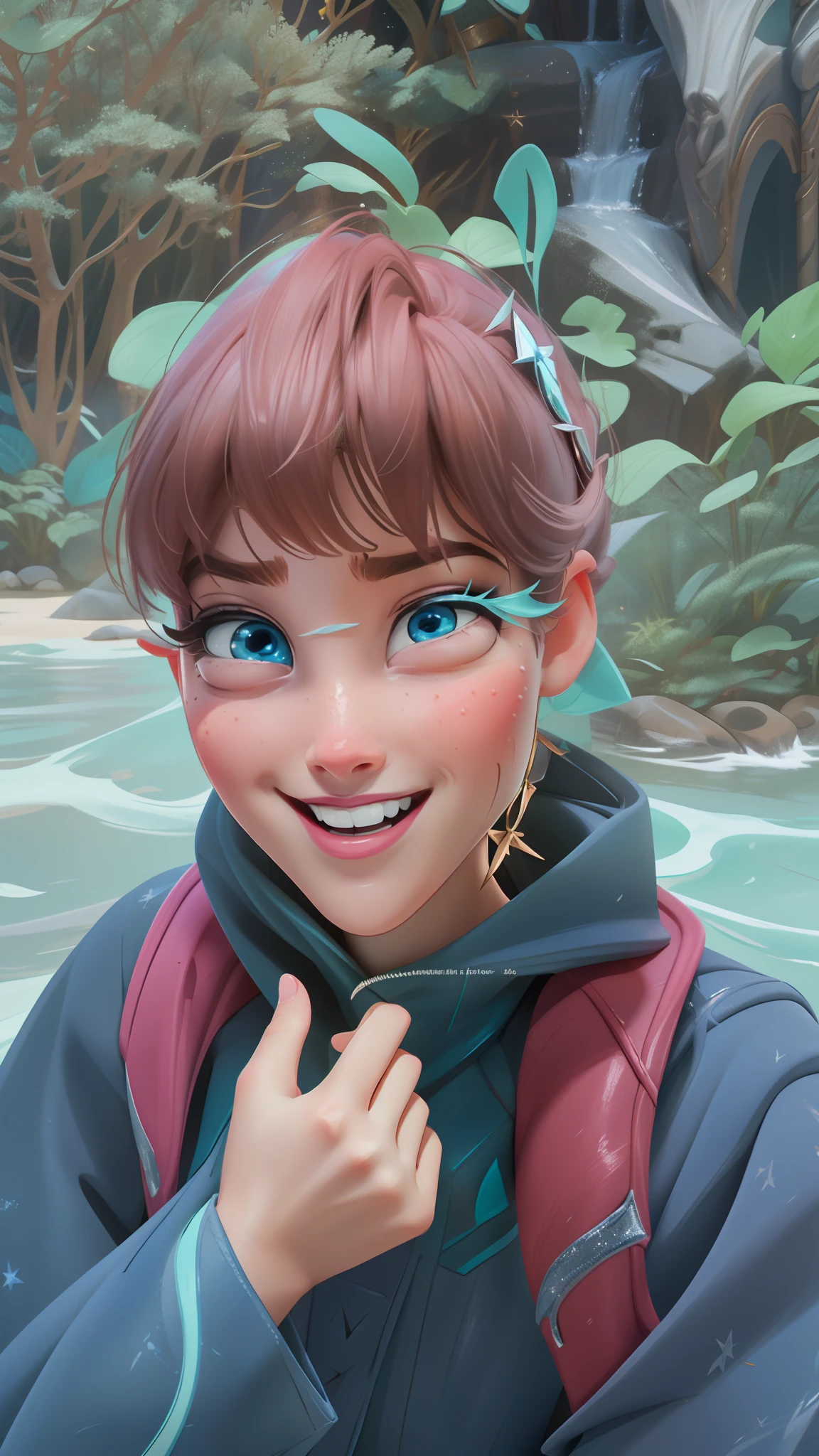 Elsa-Ariel fusion, Merge templates, melted, Ariel's clothes, 1girll, Beautiful, Character, woman, Female, sea beach, (Master parts:1.2), (best qualityer:1.2), (soio:1.2), ((fightingpose)), ((battlefiled)), cinematic ligh, perfect  eyes, Perfect Skin, Perfect lighting, ssmile, optic, colours, Textured leather, the detail, pleasing, wonderful, ultra - detailed, perfect  face