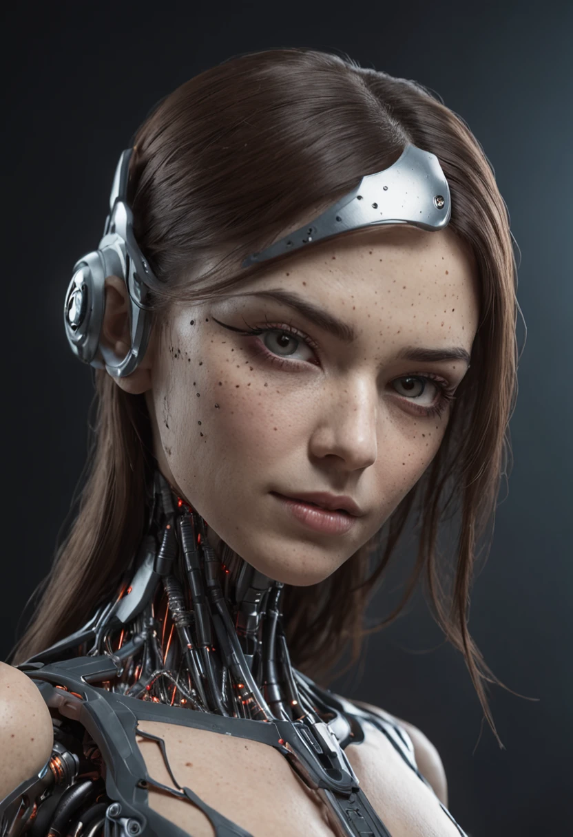 female cyborg, cybernetic body parts