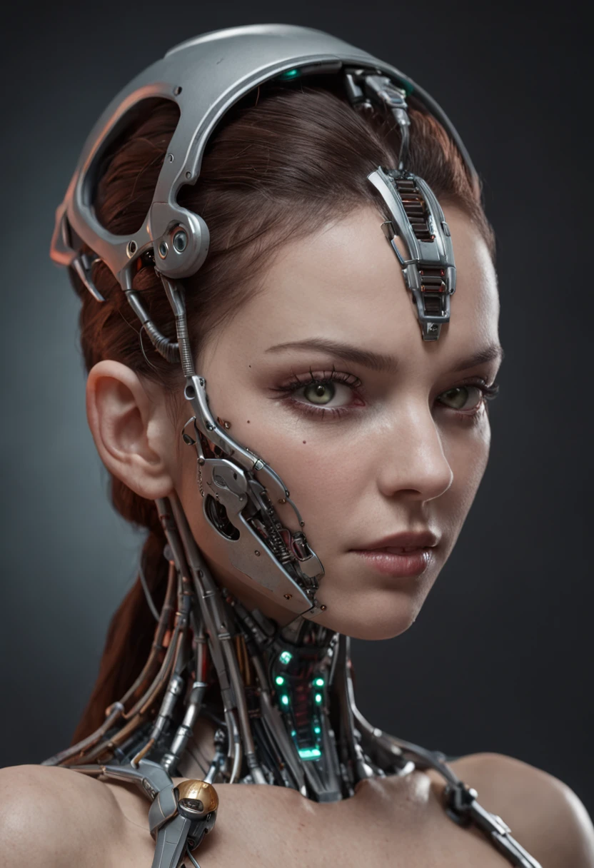 female cyborg, cybernetic body parts