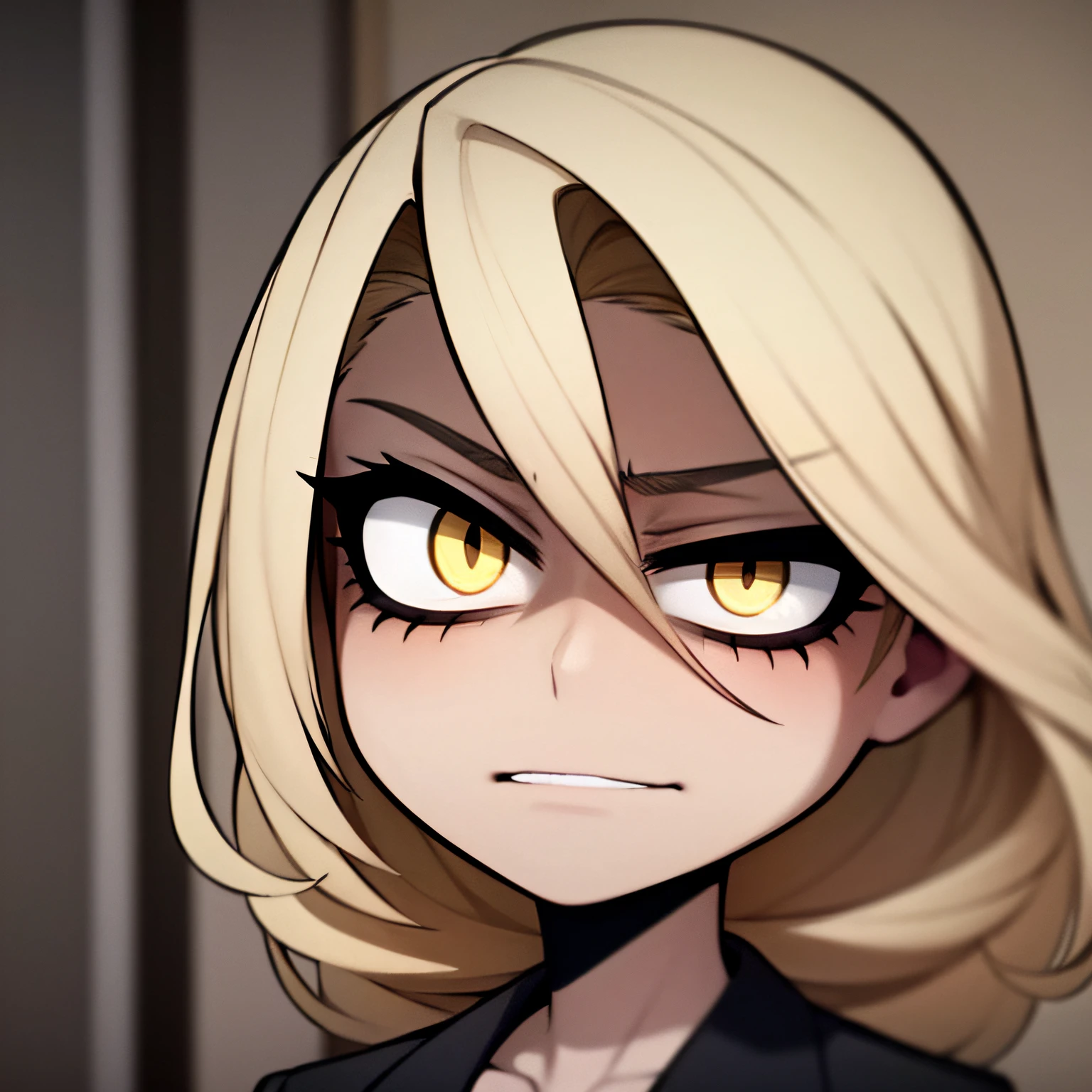 a cartoon image of a blonde woman with a sad expression on her face, cynical face, frowning expression, Carrancudo, Rosto frustrado, an angry expression, irritated expression, disturbed expression, frustrated expression, stern expression, angry facial expression, Scowling, angry expression, bored expression, tired expression, slightly happy facial expression, sad exasperated expression, olhos com arua amarela