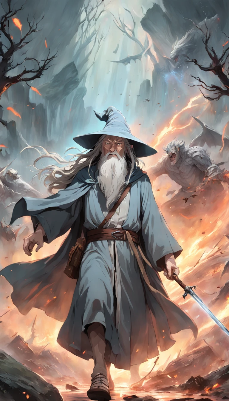 Gandalf  en la batalla contra los orcos