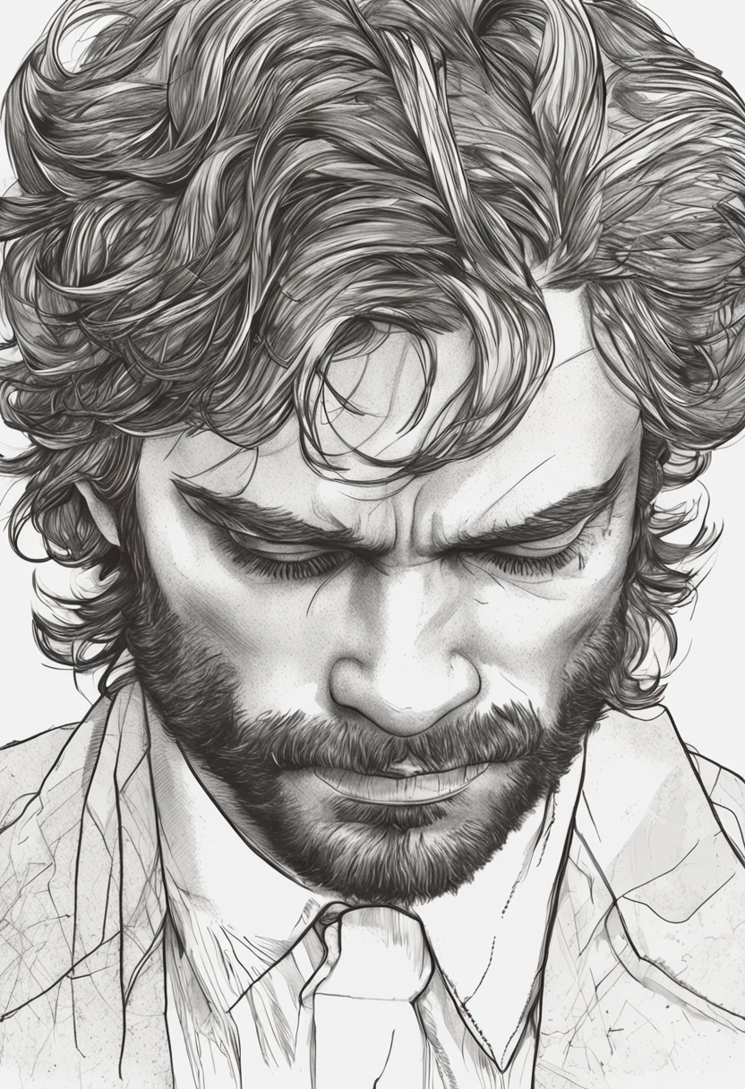 retrato de um homem, muito bonito e forte, forte e musculoso, bronzeado e forte, cabelo curto escuro, guerreiro valente, semelhante ao ator Jamie Dornan, parado em frente a uma vila em chamas, penhascos, close up, pose de ataque e atitude.