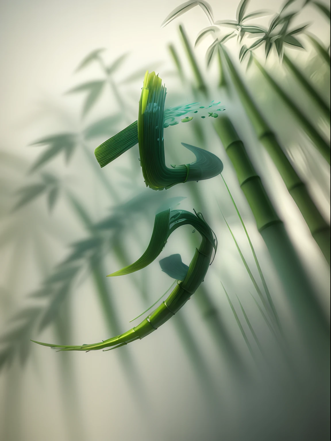 high qulity,tmasterpiece,Hyper-detailing,Beautiful composition,8K,oc rendered,。.3D, bamboo forrest,(Bamboo leaves),Bamboo