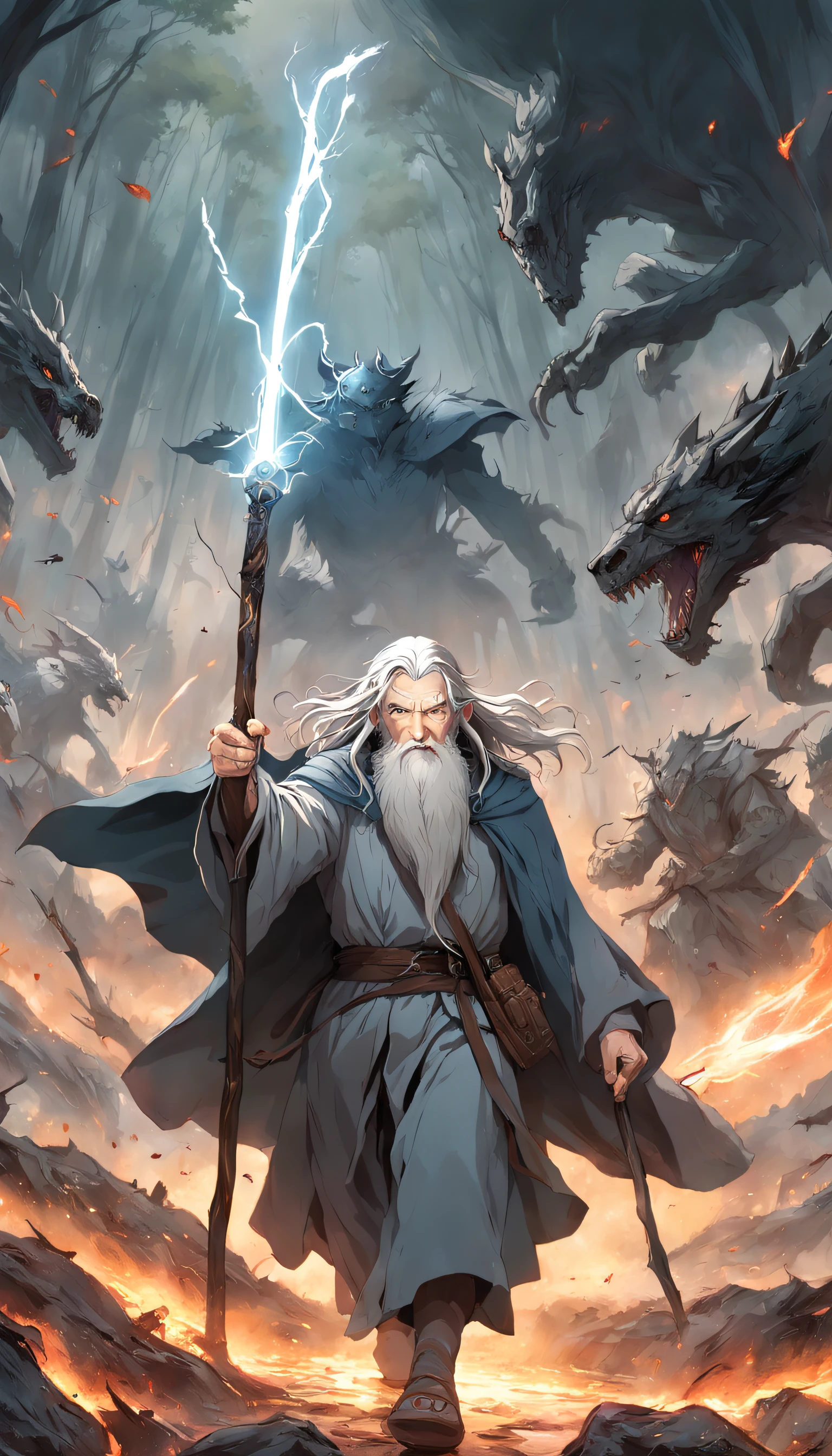 Gandalf  en la batalla contra los orcos