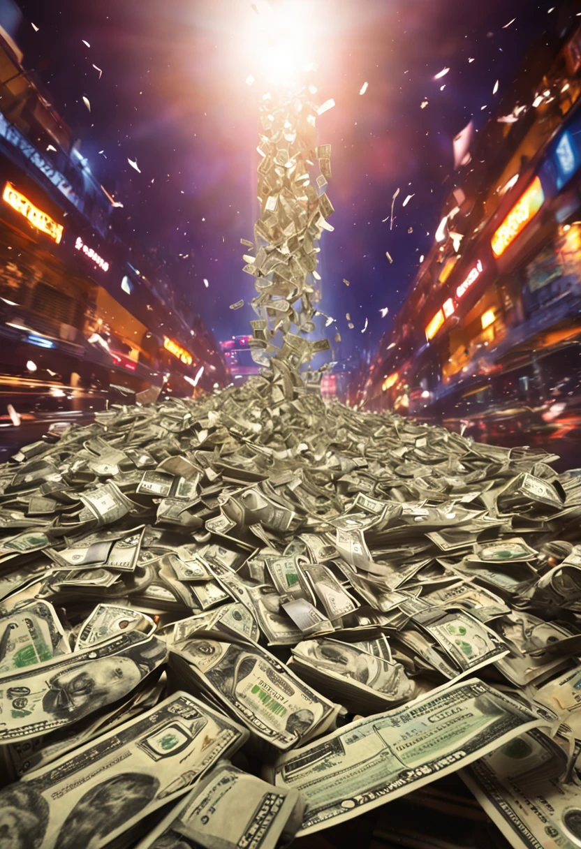 money falling from the sky