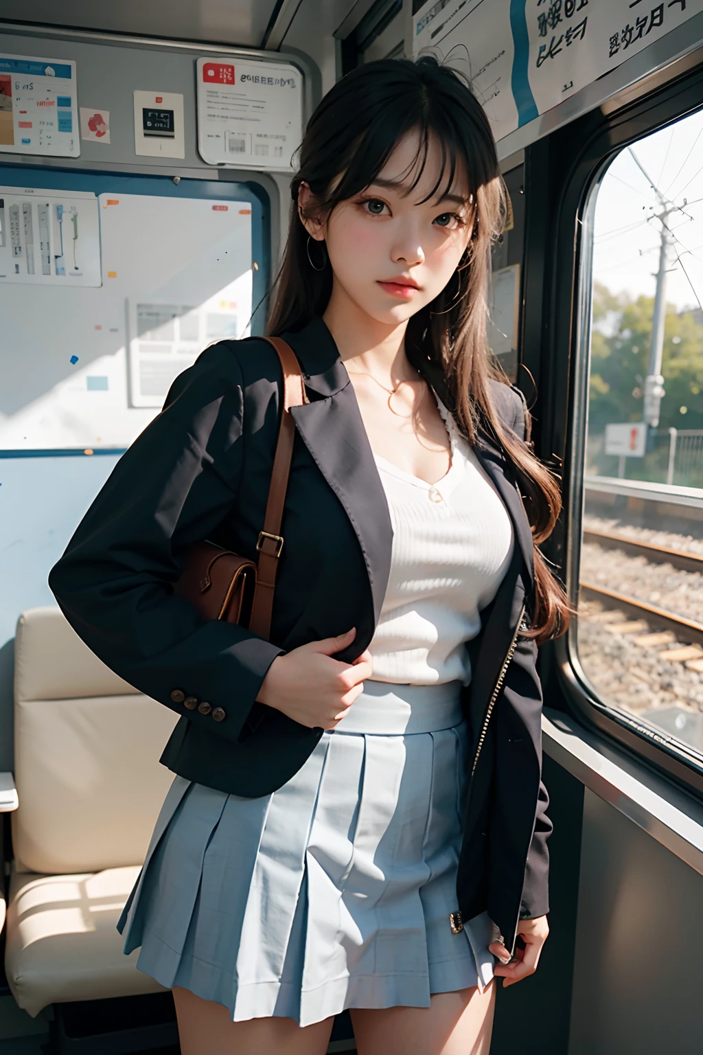 (tmasterpiece)),(HighestQuali),(A detailed),(one-girl),Female Student,校服,short skirt,full bodyesbian,on train。
train to school,barechested