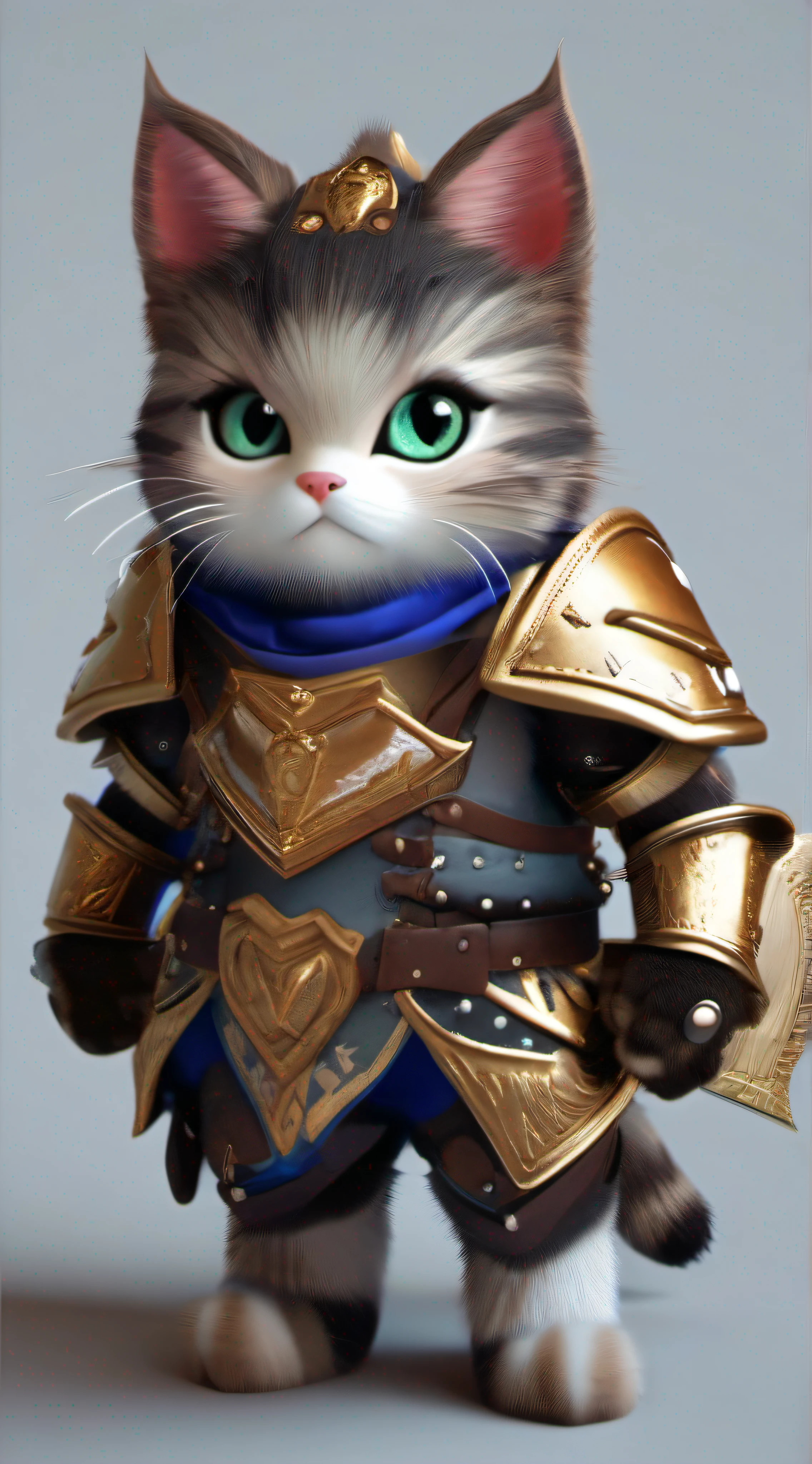 Super cute furry cat warrior in armor, realistic, 4K, super detailed, vray rendering, unreal engine, midjourneyart style