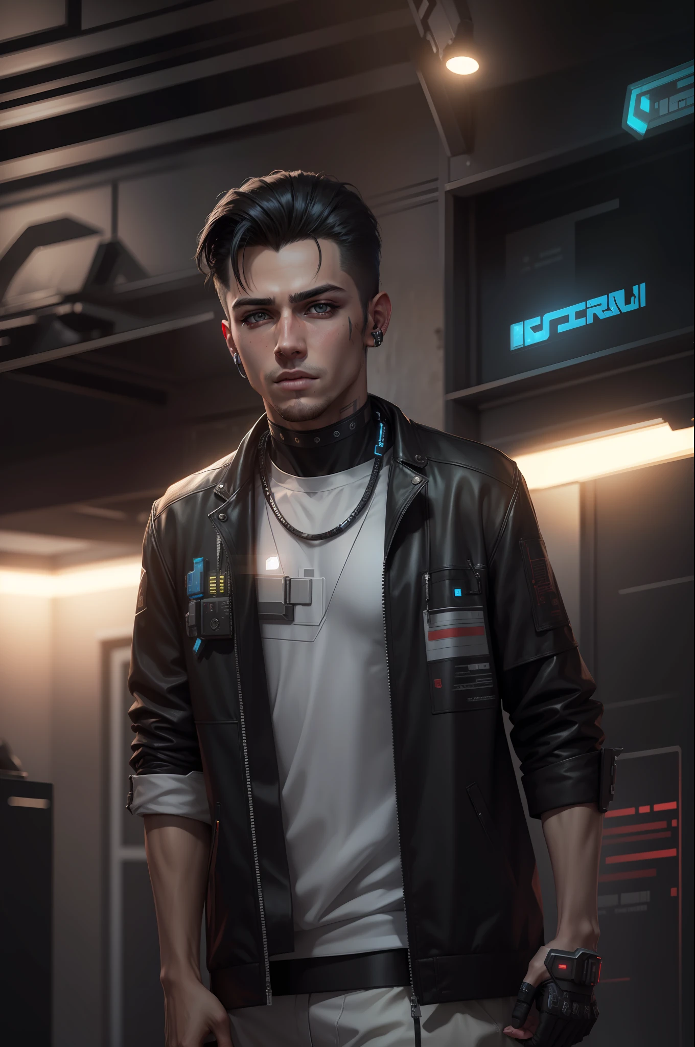 change background cyberpunk handsome boy realistic face, 8k, ultra realistic