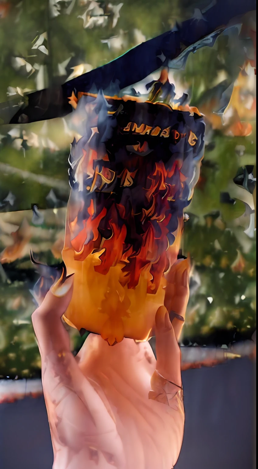 (FLAMES:2), burning cup, (fire:2), 8K