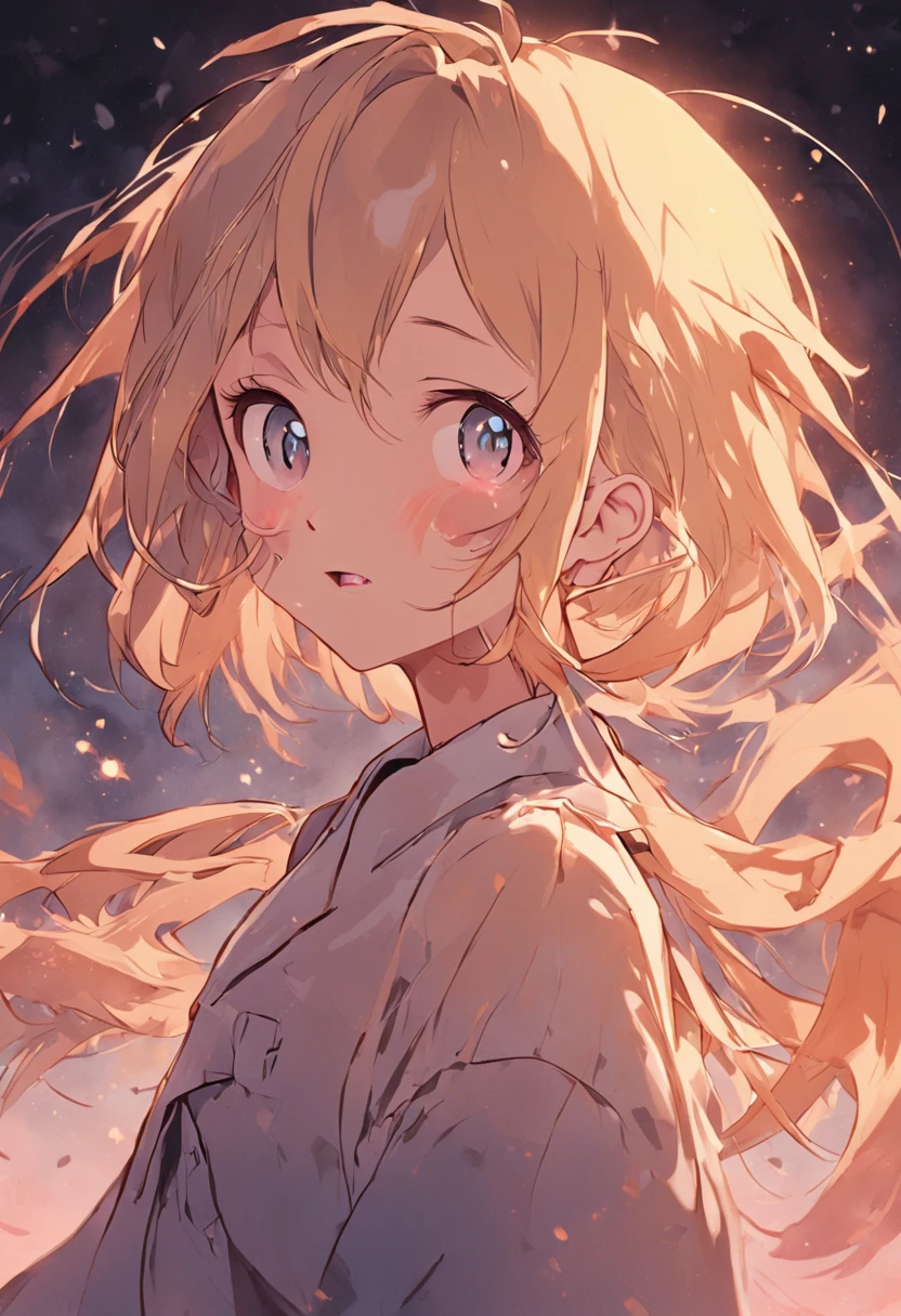 {{Best Quality}}, {{masutepiece}}, {Detailed light}、Girl with double teeth tied in two、Troubled eyebrows、double tooth、Zito-order、a blond、blue eyes、blouse、girl with