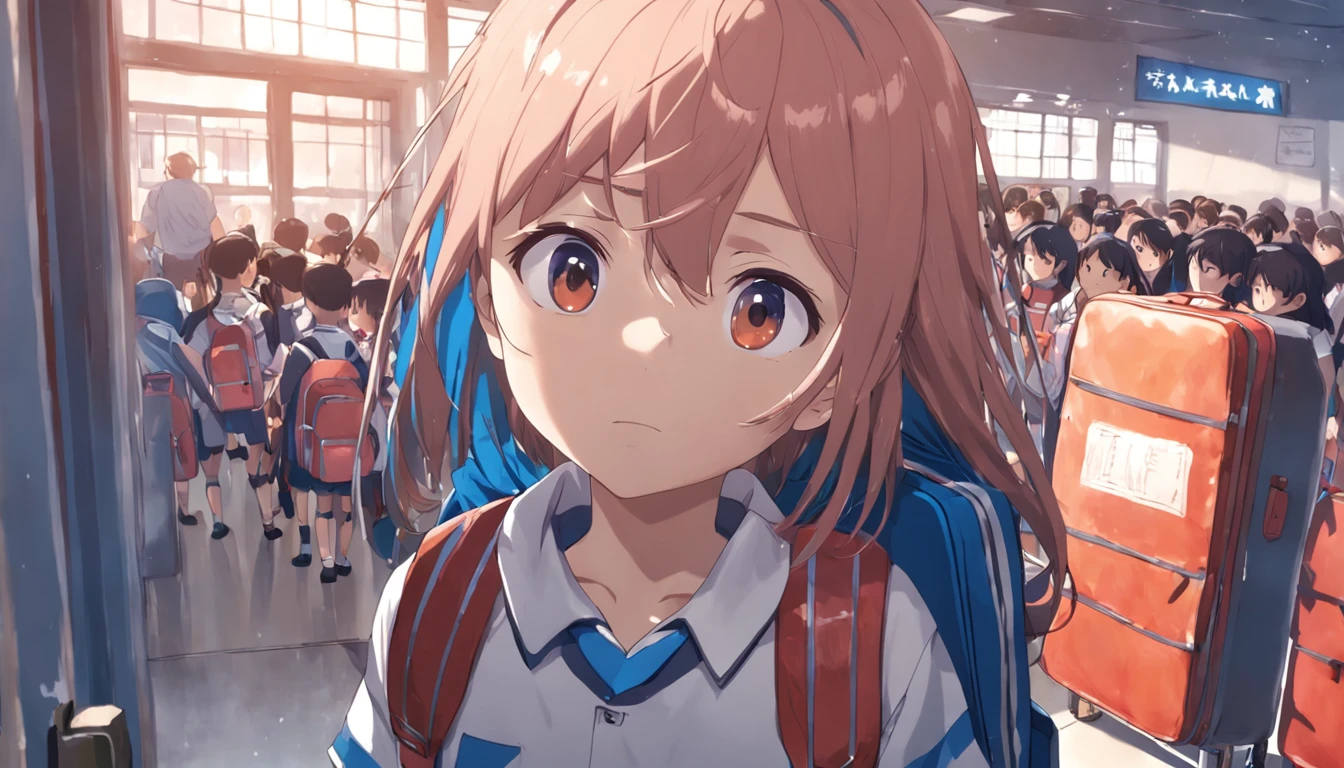 um com mochila no colegio , na escola , escola , escola , childrens , estudando , desenho anime