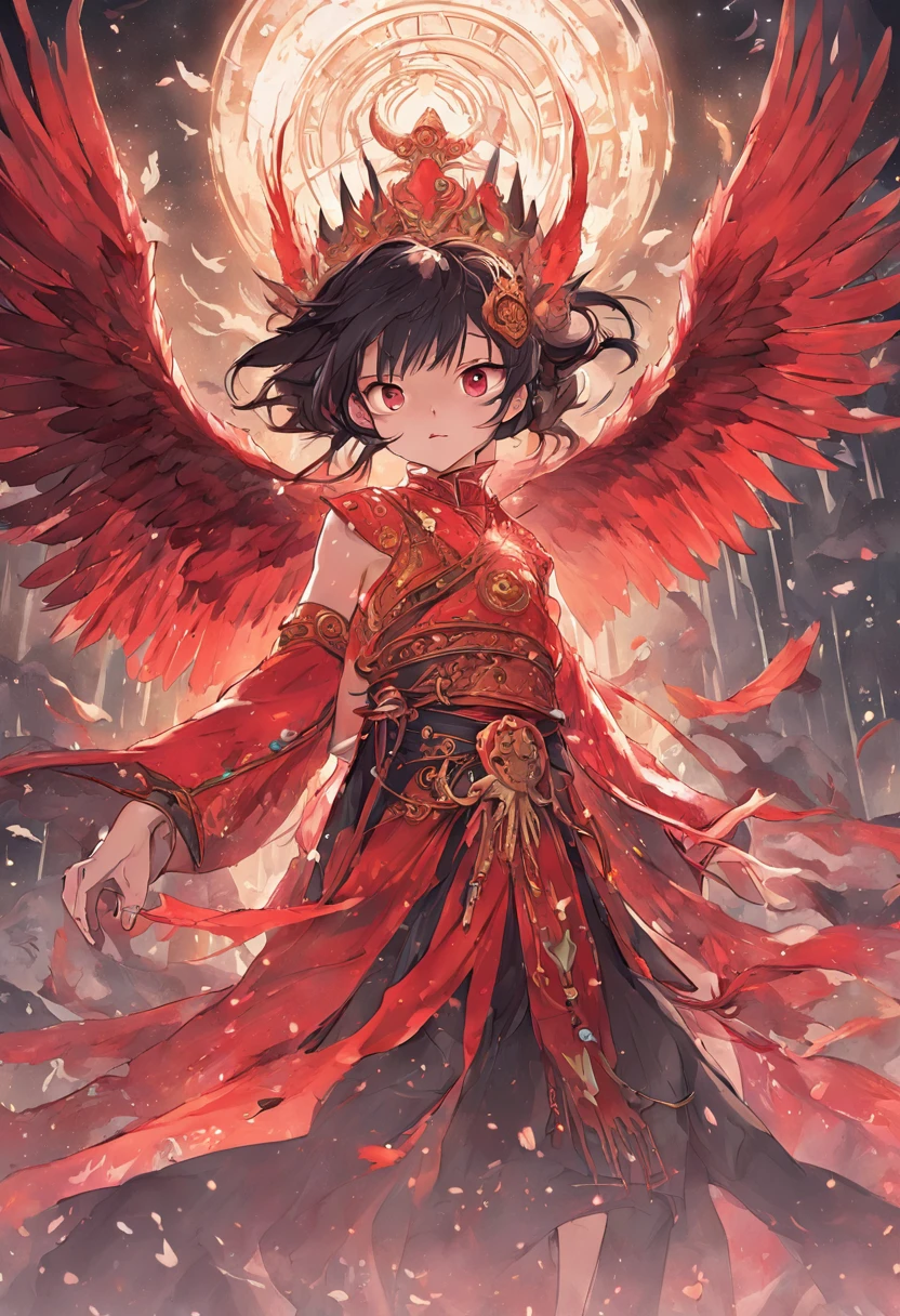 number art，Chinese mythology and stories，Journey，King of Golden-winged Roque，closeup cleavage，Open your mouth，tosen，Fierce eyes，Blood，A mouth full of blood，Dripping blood，Puffing，massive wings，Thick feathers，feater，Super close，Sharp focus，best qualtiy，8K分辨率，tmasterpiece，Works of masters，