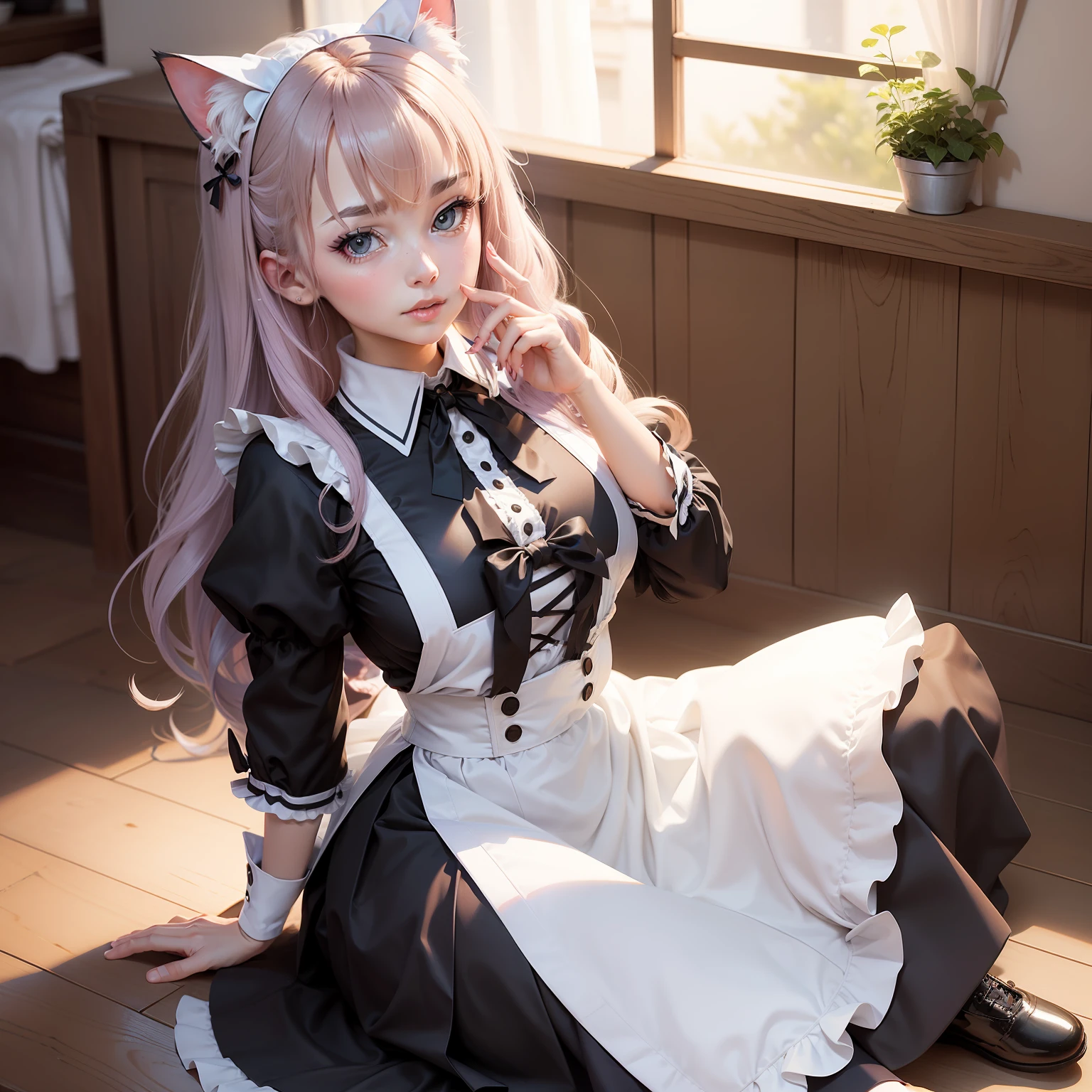 Cat-eared lady,Maid uniform