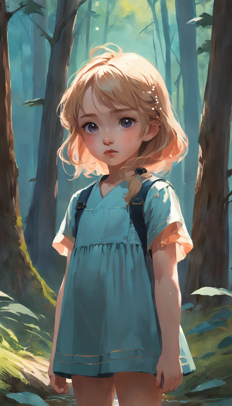 There is a painting of a girl in a forest, painting digital adorable, arte digital detalhada bonito, Arte infantil em Artstation, pintura realista da menina bonito, arte digital bonito, kawaii retrato realista, arte detalhada bonito, a beautiful artwork illustration, pintura detalhada 4K, arte de pintura digital dos desenhos animados, retrato bonito, estilo de pintura wlop, pintura digital altamente detalhada