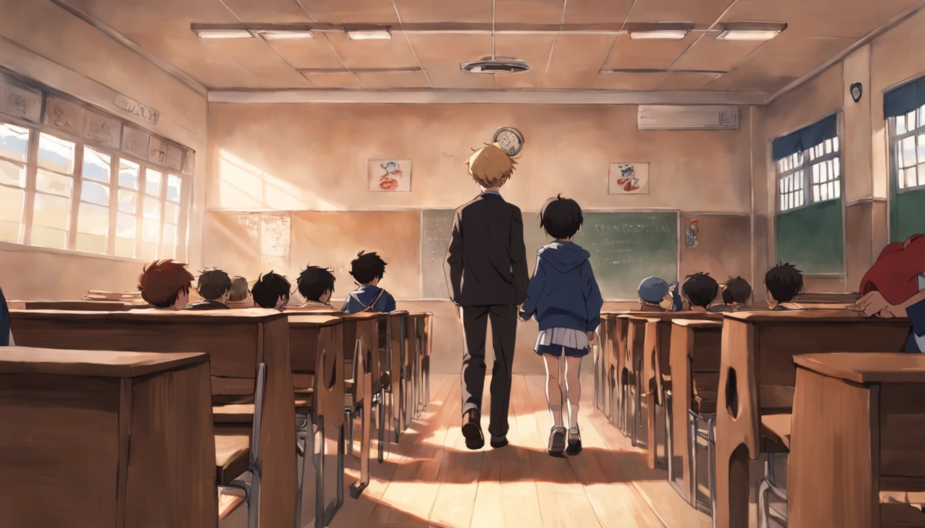 um menino briga com outro menino na escola , escola , escola , childrens , estudando , desenho anime