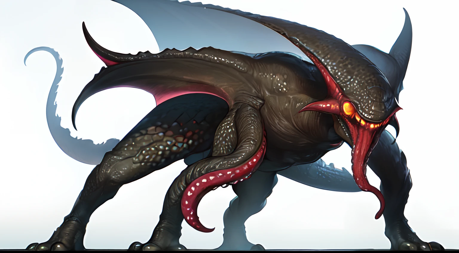 (8k, RAW photo, best quality, masterpiece:1.2),ultra realistic, masterpiece, Cthulhu,monster, solo, white background, full body, monster, simple background, standing, tentacles, eldritch abomination, optimus prime,