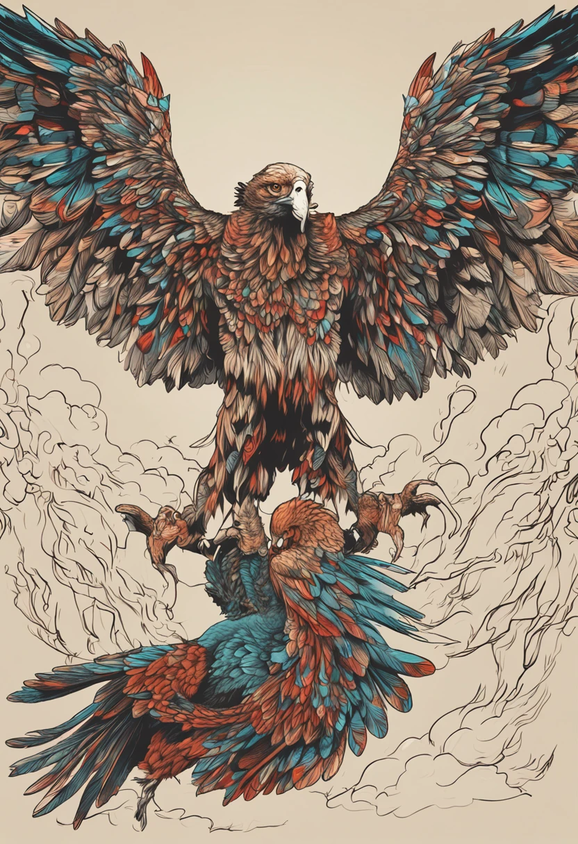 number art,Chinese mythology and stories,Journey,King of Golden-winged Golden Eagles,closeup cleavage,Open your mouth,tosen,Fierce eyes,Blood,A mouth full of blood,Dripping blood,Puffing,massive wings,Thick feathers,feater,Super close,Sharp focus,best qualtiy,8K分辨率,tmasterpiece,Works of masters,