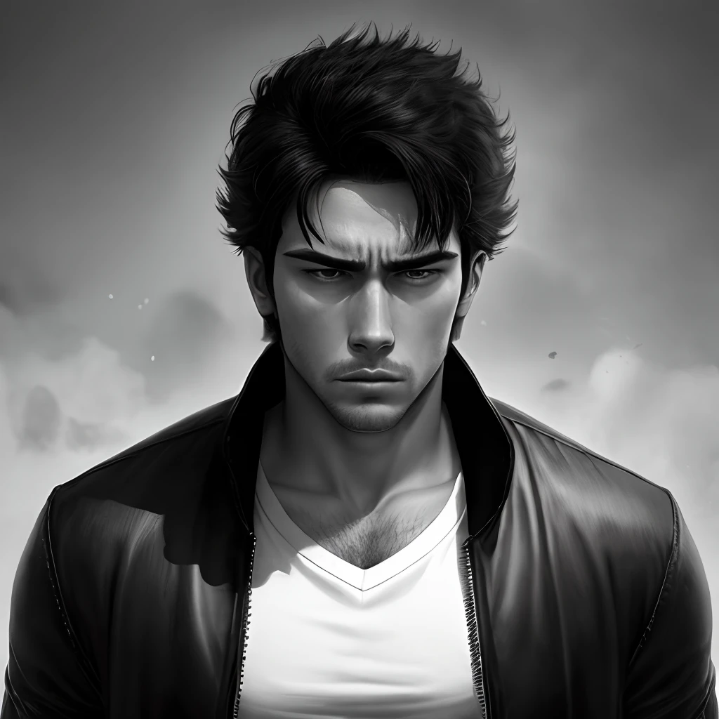 Sad male black and white cool handsome