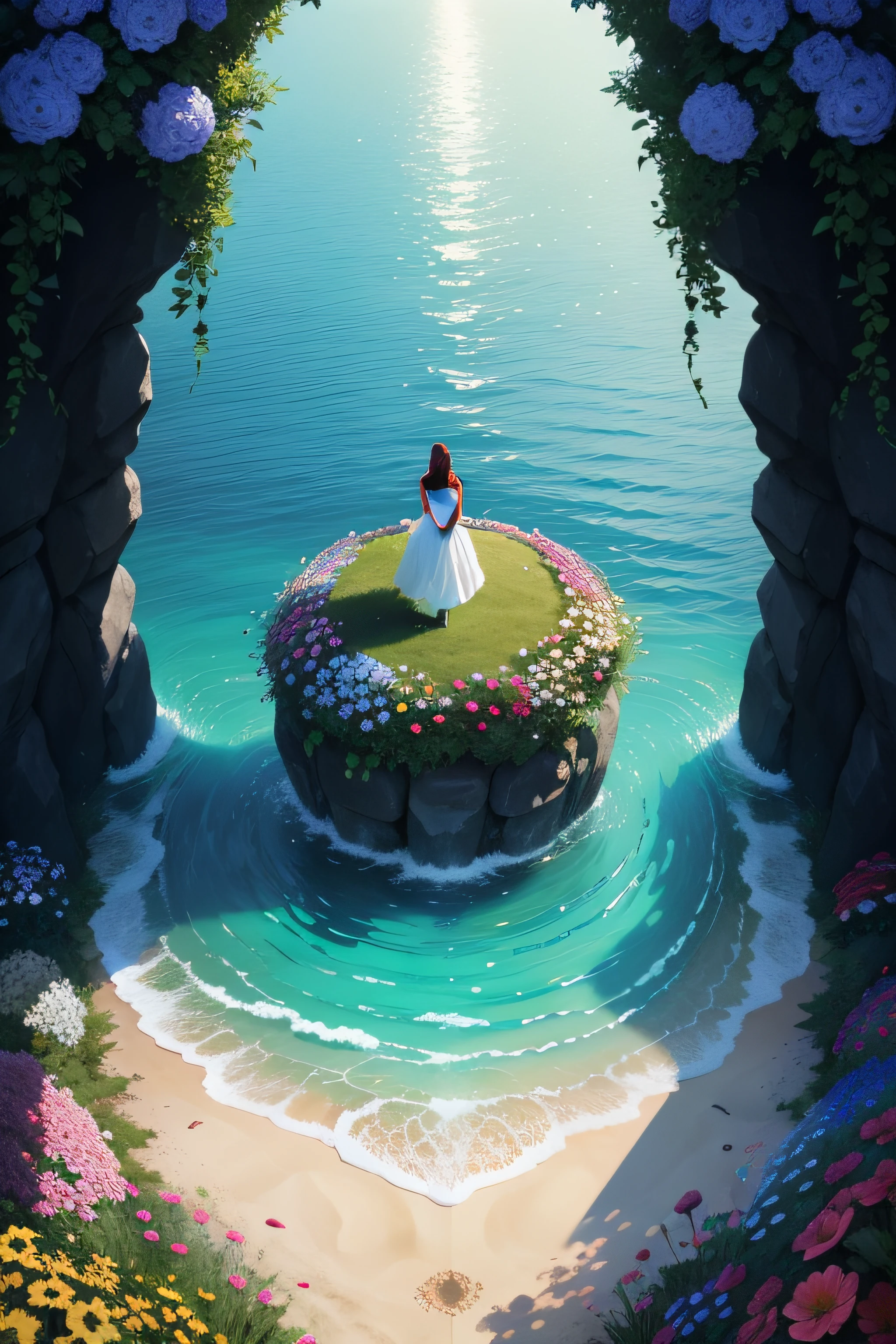 Flowers are like the ocean,The garden is like paradise