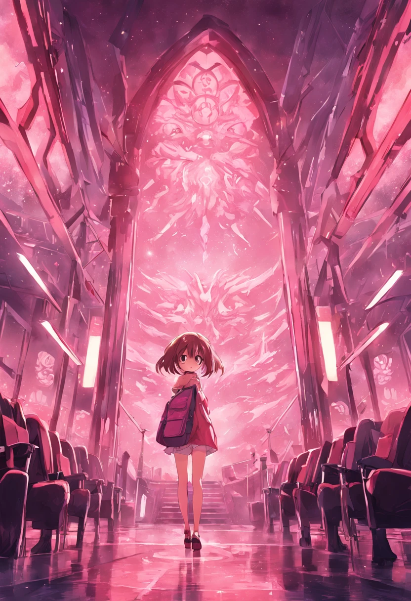 tmasterpiece）），（HighestQuali），（A detailed），（one-girl），Female Student，校服，short  skirt，full bodyesbian，電車の中で。 train to school,barechested，（The background is all pink）
