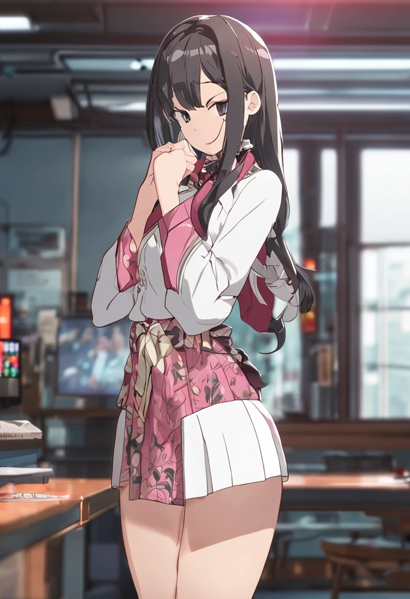1 Japanese young girl taking off underwear just now, TV studio announcer on air, depth of field, first-person view, f/1.8, Nikon, UHD, retina, masterpiece, ccurate, anatomically correct, textured skin, super detail, high details, high quality, award winning, best quality, highres, 1080P, HD, 4K, 8k, smile, half nude, squatting with full open legs,