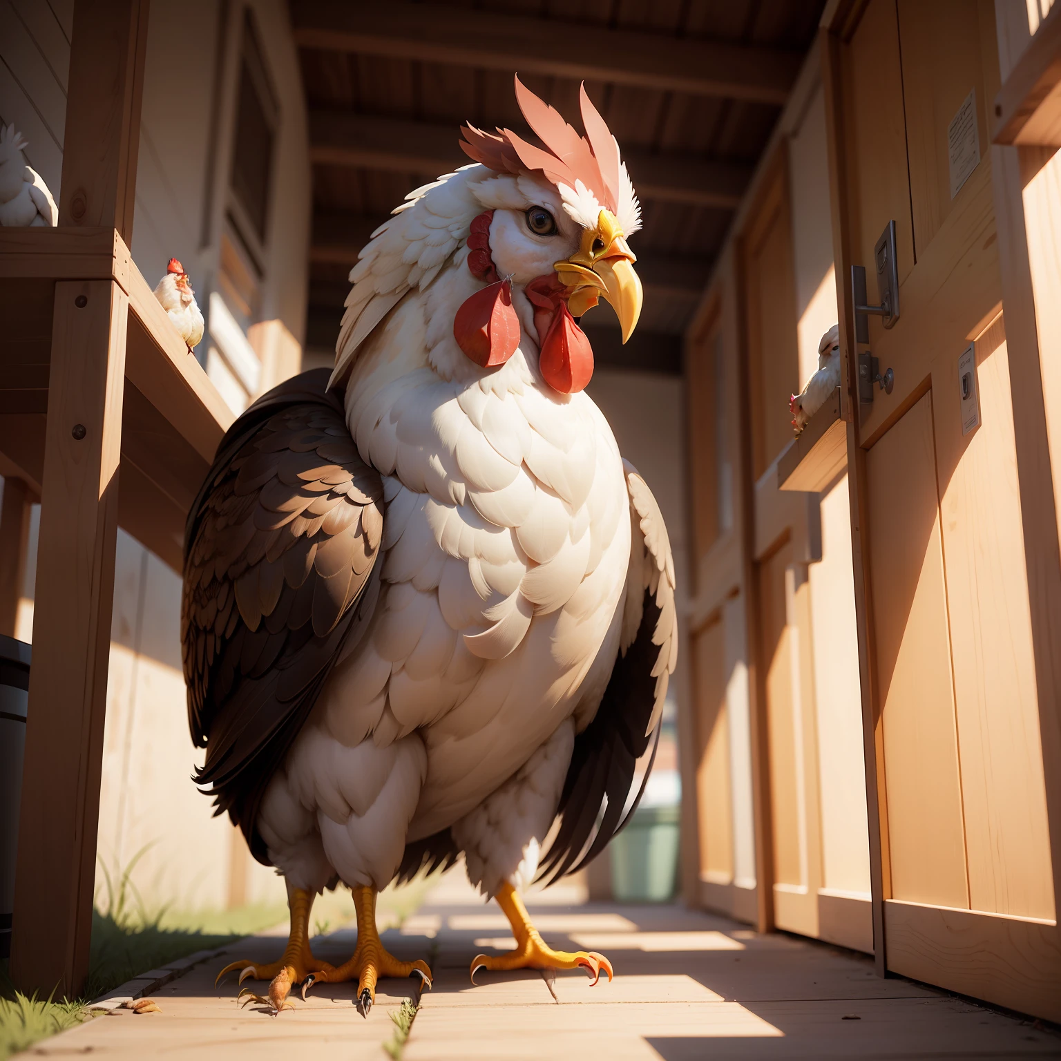 A chicken vs. a man。