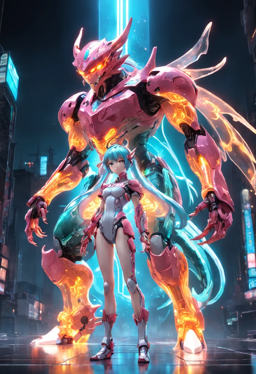 chinesedragon, (Blind box toy style:1.2), (Full body shot) , 1 Transparent girl,Behind him is a transparent Chinese dragon, Transparent mech, Exquisite helmet:1.2, Luminous goggles:1.2, Cyberpunk, dreamy glow, luminous neon lights, Clean, White background, ( Global illumination, Ray traching, hdr, unreal render,reasonable design, high detal, Masterpiece, Best quality, hyper HD, Cinematic lighting)
