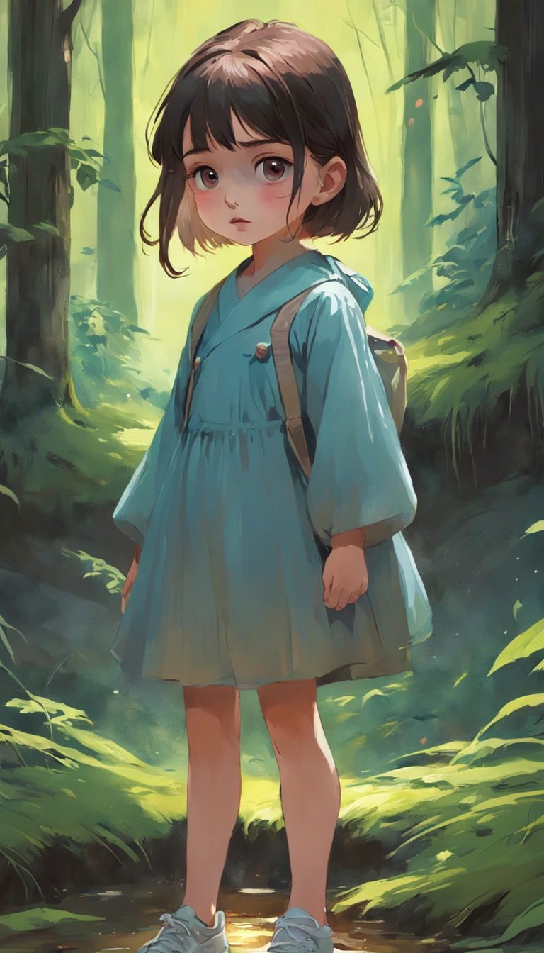 There is a painting of a girl in a forest, painting digital adorable, arte digital detalhada bonito, Arte infantil em Artstation, pintura realista da menina bonito, arte digital bonito, kawaii retrato realista, arte detalhada bonito, a beautiful artwork illustration, pintura detalhada 4K, arte de pintura digital dos desenhos animados, retrato bonito, estilo de pintura wlop, pintura digital altamente detalhada