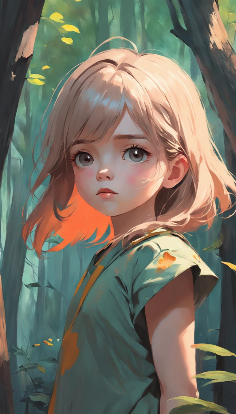 10k ultra HD vivid colors masterpiece ultra cinematic resolution, digital art style baby Chibi, a girl, big head, Chinese, light brown eyes, chinese clothes, scenery a forest --auto --s2