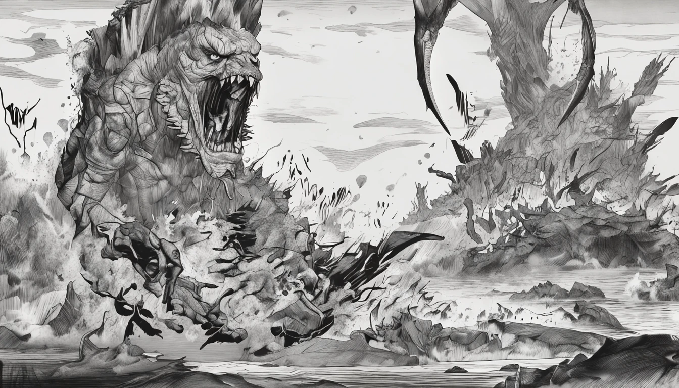 Cinematic images，hell，magma，火焰，（（Super huge, Thick and sharp giant claws）），（（（Black antique hideous scales））），（（（The scales are covered with thick barbs）））（（Super thick and terrifying scales）），Wrap the whole body，（（Bloodthirsty and murderous devil man）），slaughter，Rush to kill，Dynamic lines，depth of fields，Ugly face，Black lightning streaked across the sky，（（（A tumbling thick sea of clouds is at your feet））），（There was blood everywhere），（（Blood dripped from between the paws）），stereoscopic perspective，Works of masters，super-fine，4K分辨率，high qulity，电影灯光，High picture detail，Look up from the bottom up，Ultra-wide viewing angle，Detailed pubic hair，Epic shooting