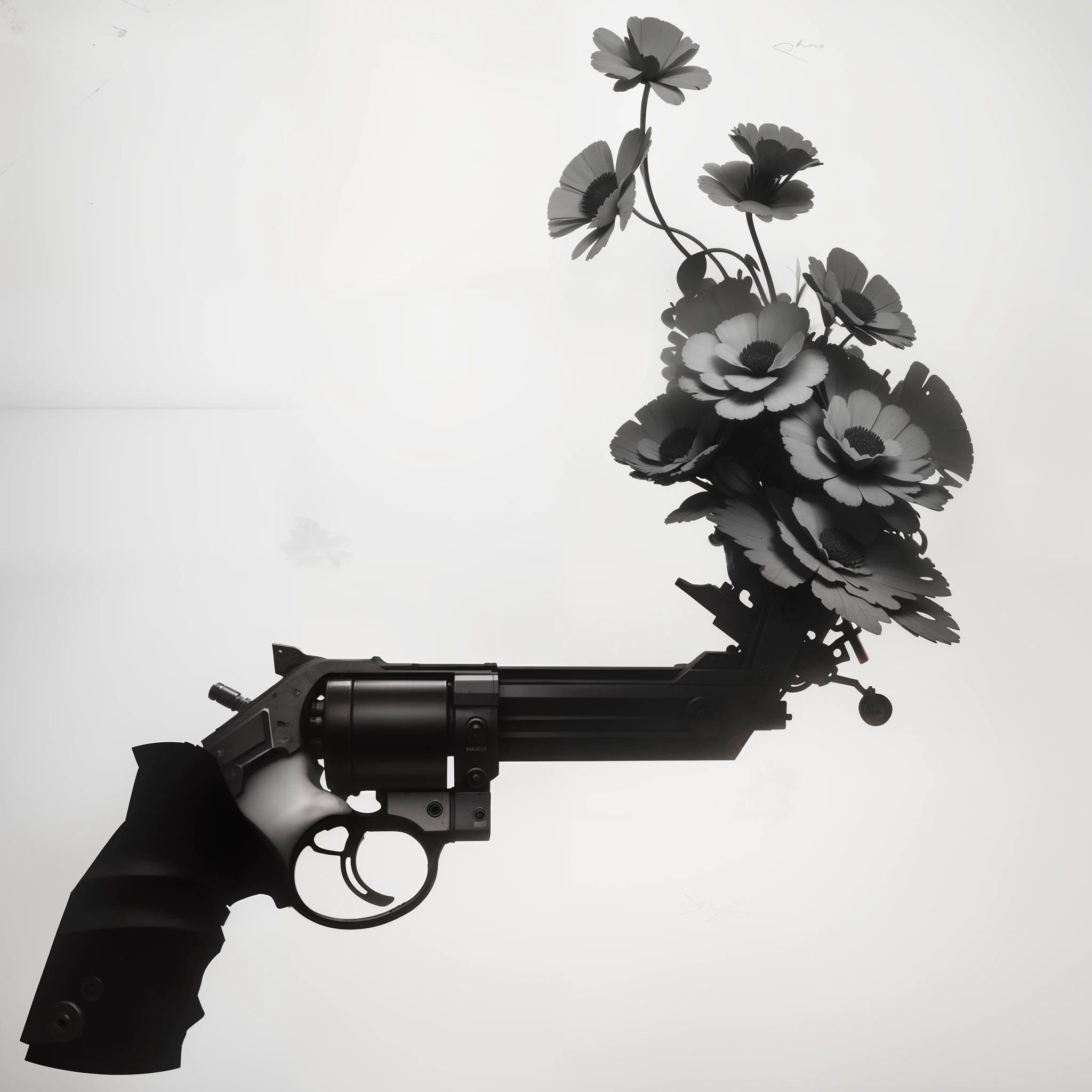 colorful picture,Red flowers,Punk mechanical style
