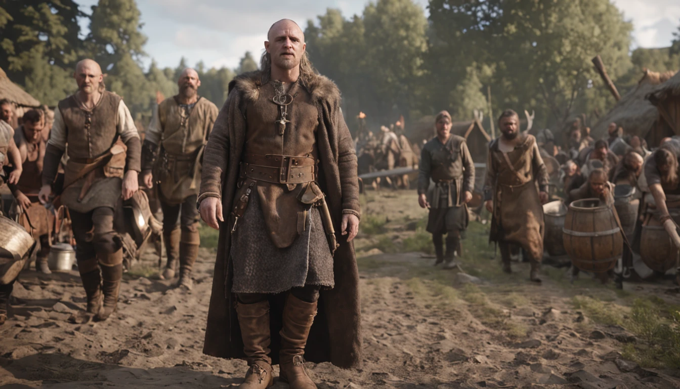 Vikings,Cinematic, Hyper-detailed, insane details, Beautifully color graded, Unreal Engine, DOF, Super-Resolution,
Megapixel, Cinematic Lighting, Anti-Aliasing, FKAA, TXAA, RTX, SSAO, Post Processing, Post Production,
Tone Mapping, CGI, VFX, SFX, Insanely detailed and intricate, Hyper maximalist, Hyper-realistic, Volumetric,
Photorealistic, ultra photoreal, ultra-detailed, intricate details, 16K, Super detailed, Full color, Volumetric
lightning, HDR, Realistic, Unreal Engine, 32K, Sharp focus. --v testp