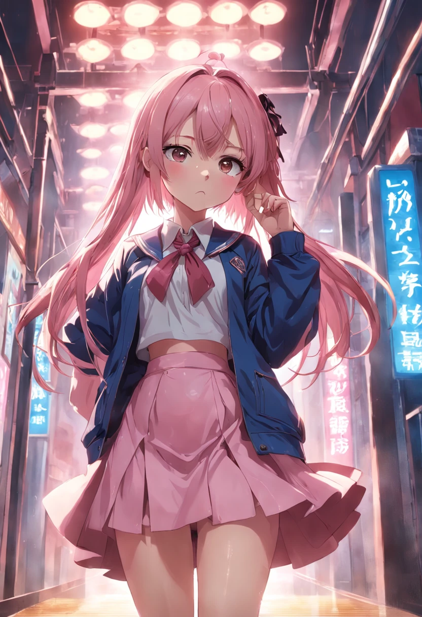A beautiful girl wearing a JK uniform spread her legs and did not wear panties, leaking a pink little commotion
