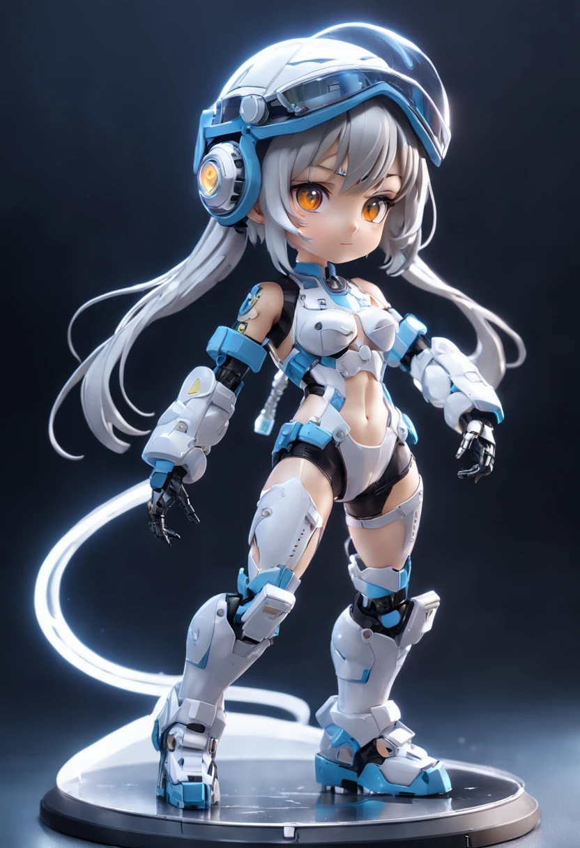 (Blind box toy style:1.2),(Full body photo), Transparent cute girl, Transparent mech, Exquisite helmet:1.2, Luminous goggles:1.2, cyber punk style, Dreamy light, freshen, White draft, Global illumination, Aite Tracking, High-density image reviews, unreal render, Rational design, nighly detailed, Masterpiece grade, Best quality, hyper HD, Cinematic lighting。