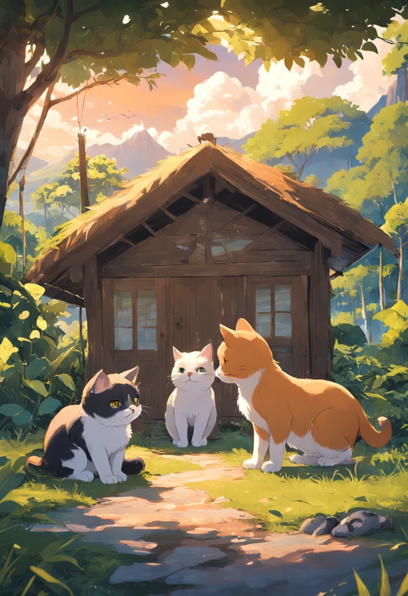 Em uma linda pequena vila,There are mountains,arvoredo,campos gramados,pequeno lago,o cachorrinho,baby cats,Uma garota,Libido menino,Meninos trotando pela aldeia,E lindos pores-do-sol,Brisa suave 1, NSFW