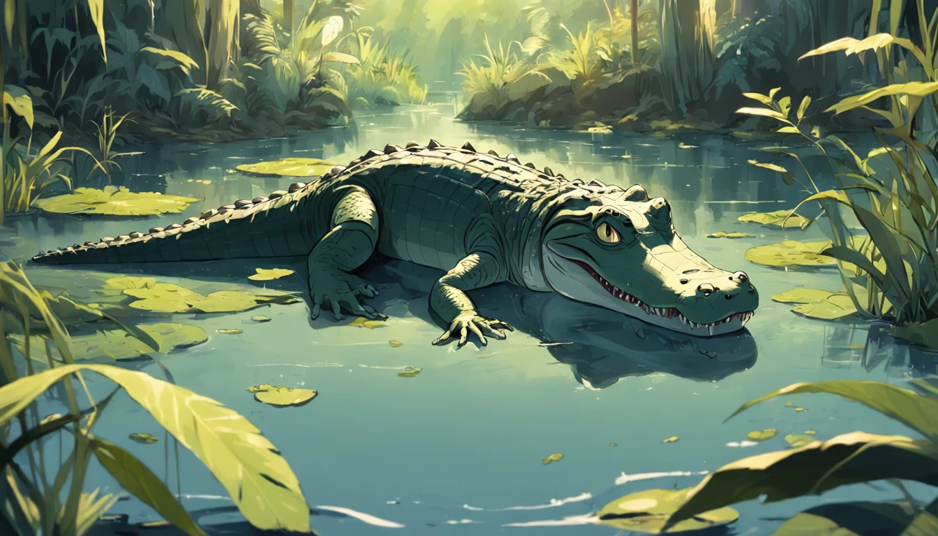 A boy raised by alligators in the swamp, alligator , , alligator , meninotoon