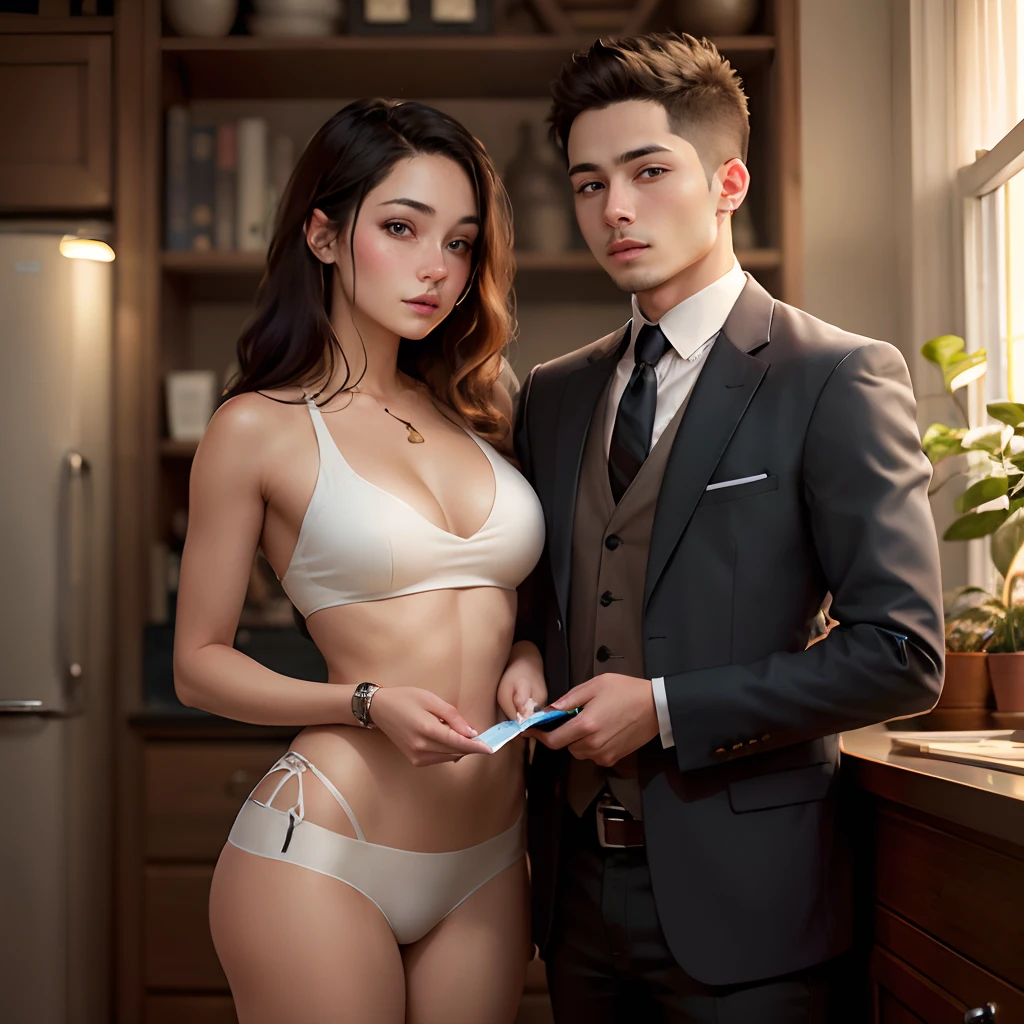 a young man and a woman,no clothes are worn